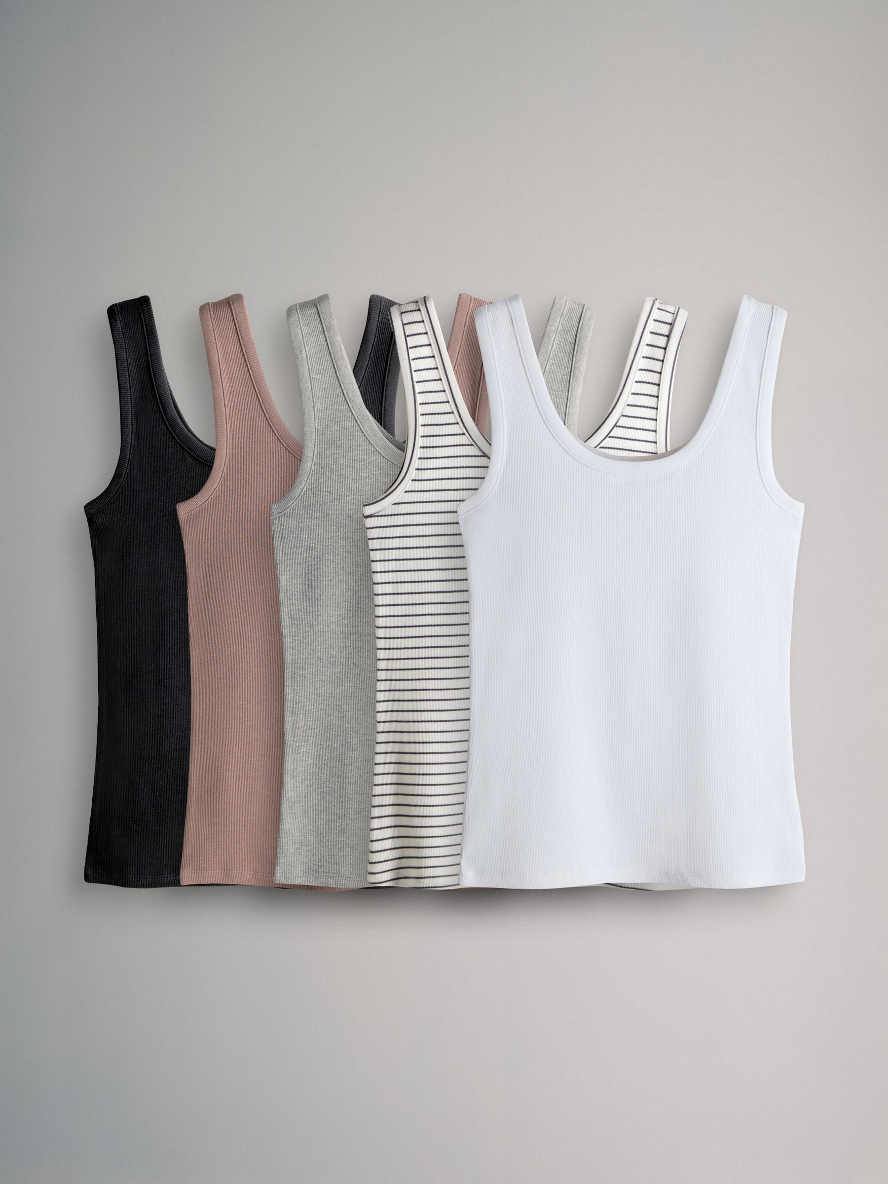 5 Pack Ribbed Scoop Neck Vests - Image 1 of 8