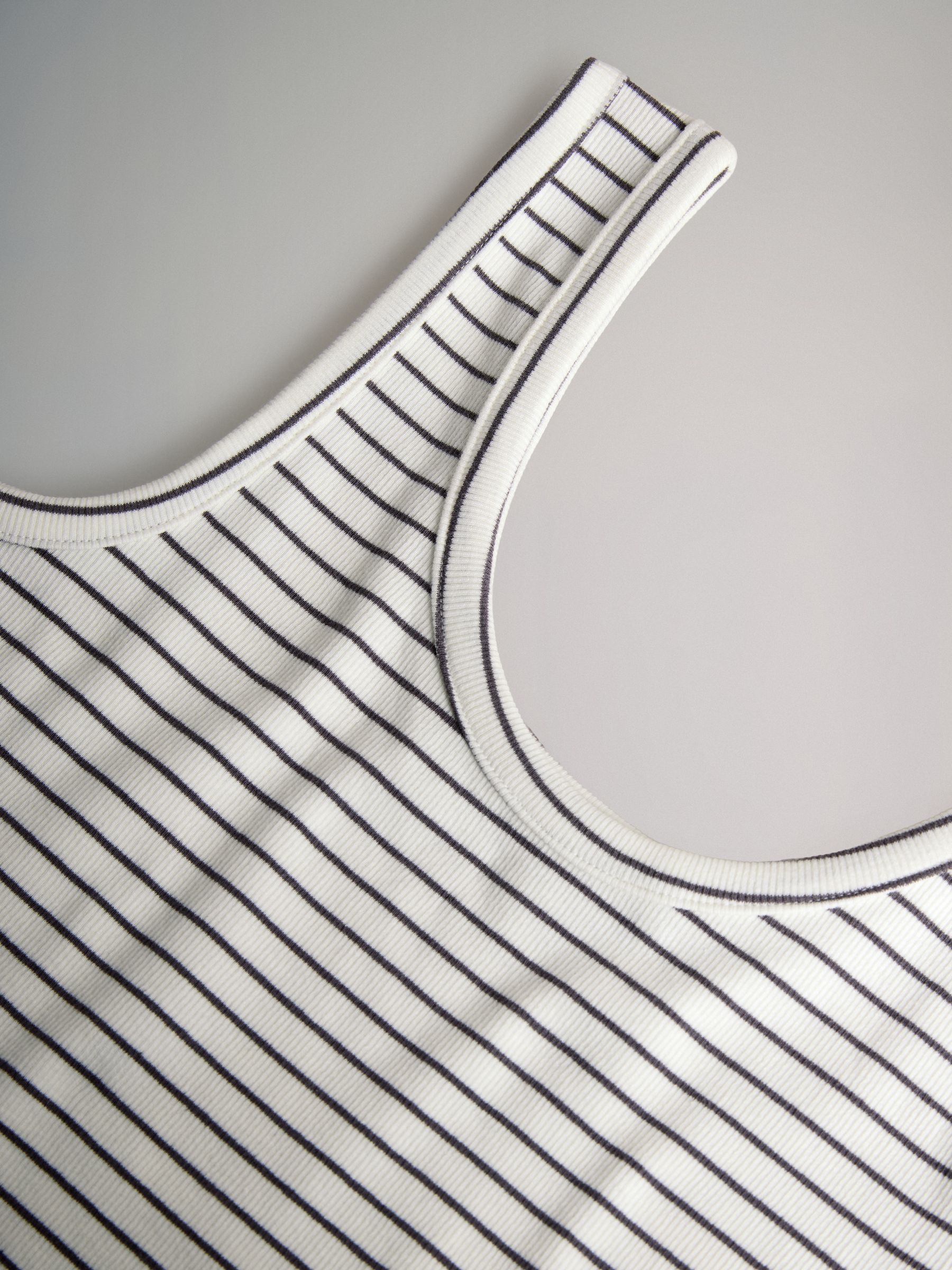 Black/White/Grey Marl/Dusty Pink/Stripe 5 Pack Ribbed Scoop Neck Vests - Image 6 of 6