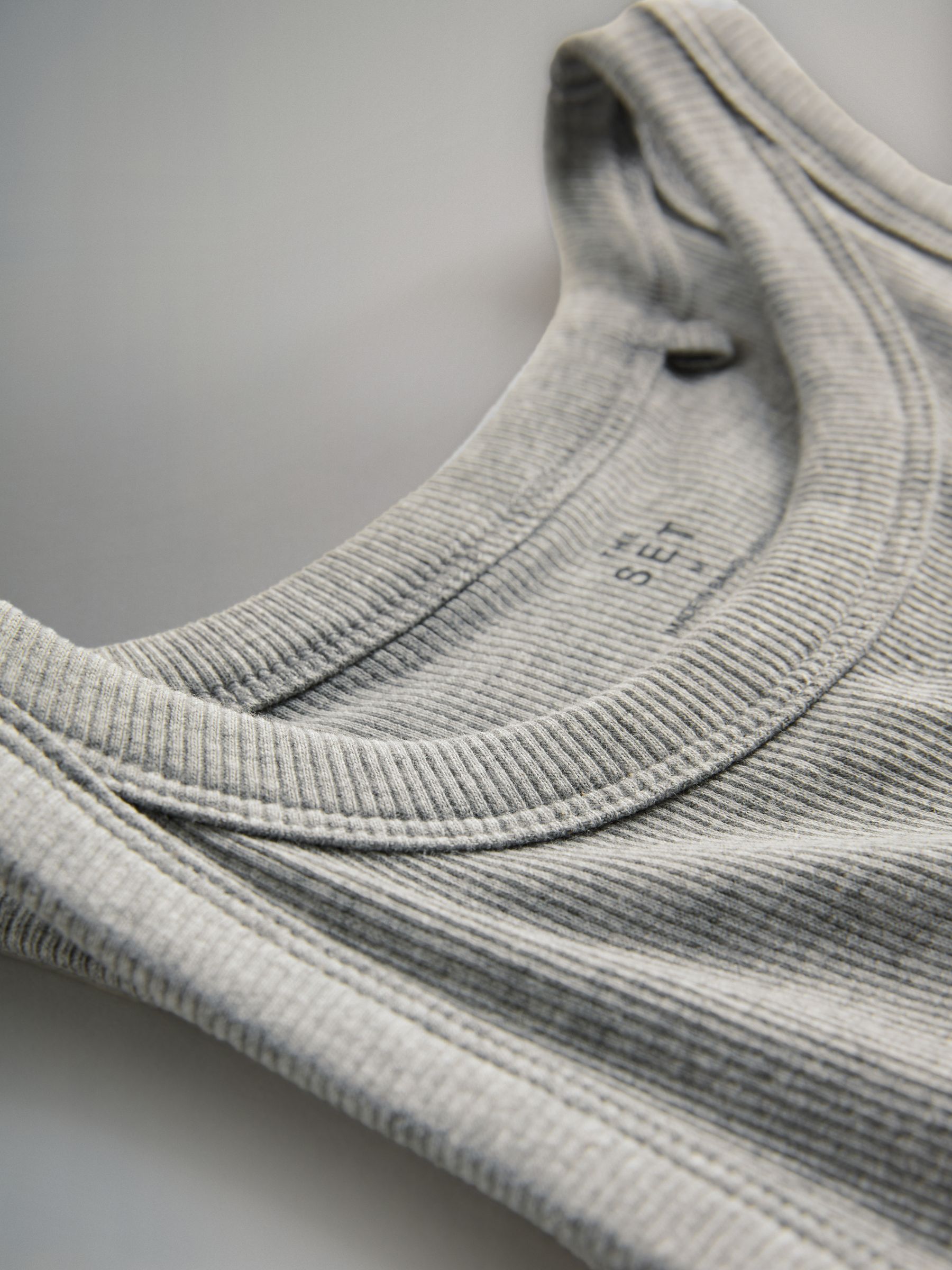 White/Black/Stripe/Charcoal/Light Grey 5 Pack Ribbed Racer Vests - Image 6 of 6