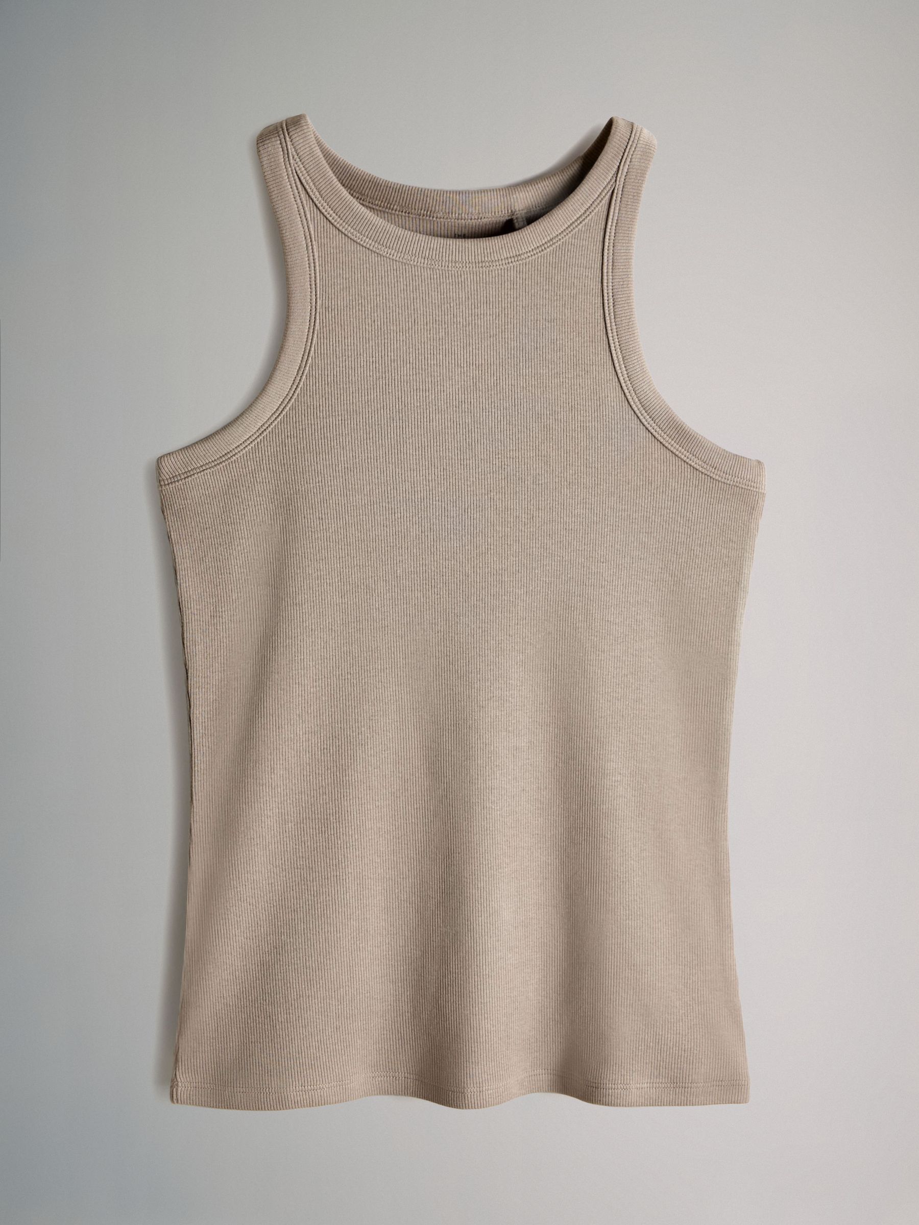 Black/Chocolate Brown/Taupe Brown/Stipe/White - 5 Pack Racer Ribbed Vests - Image 4 of 8