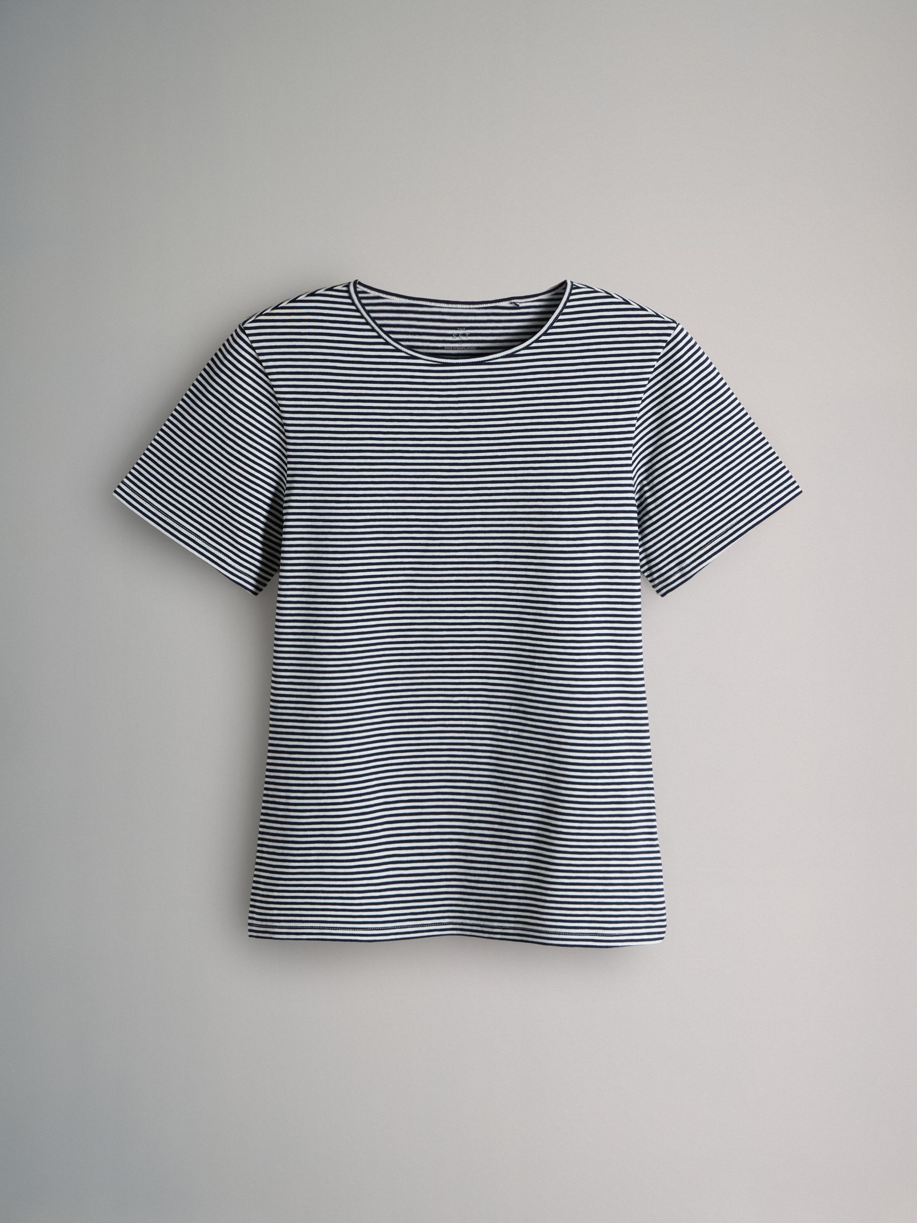 Navy/Chocolate Brown/Brown/Stripe/White - 5 Pack Short Sleeve Fitted Crew Neck T-Shirts - Image 3 of 8