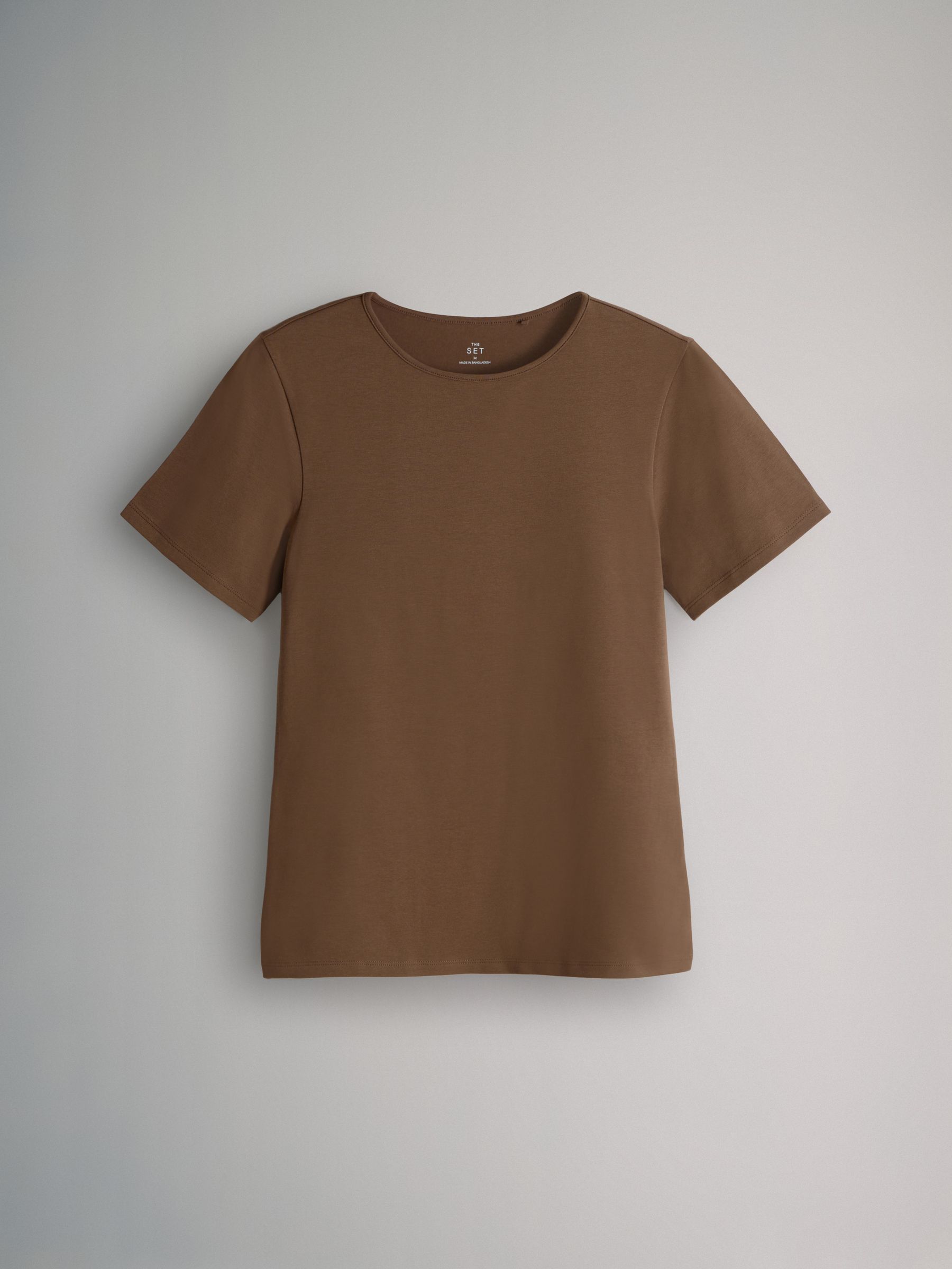 Navy/Chocolate Brown/Brown/Stripe/White - 5 Pack Short Sleeve Fitted Crew Neck T-Shirts - Image 4 of 8