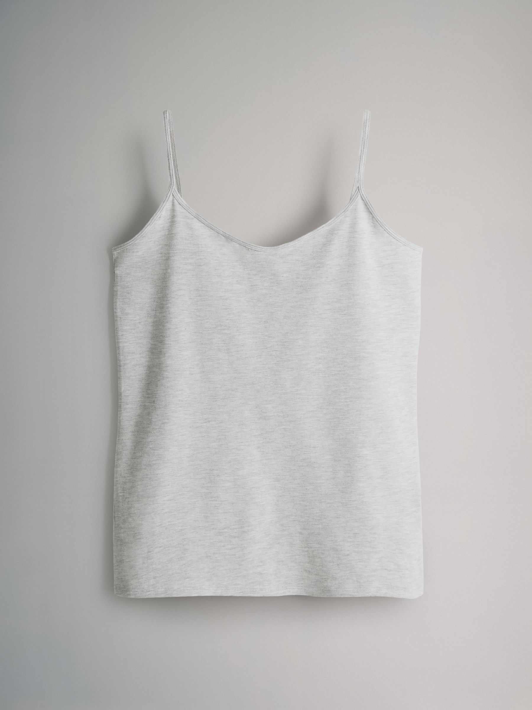 Black/Grey/Stripe/Light Grey Marl/White - 5 Pack Thin Strap Vest Tops - Image 3 of 8
