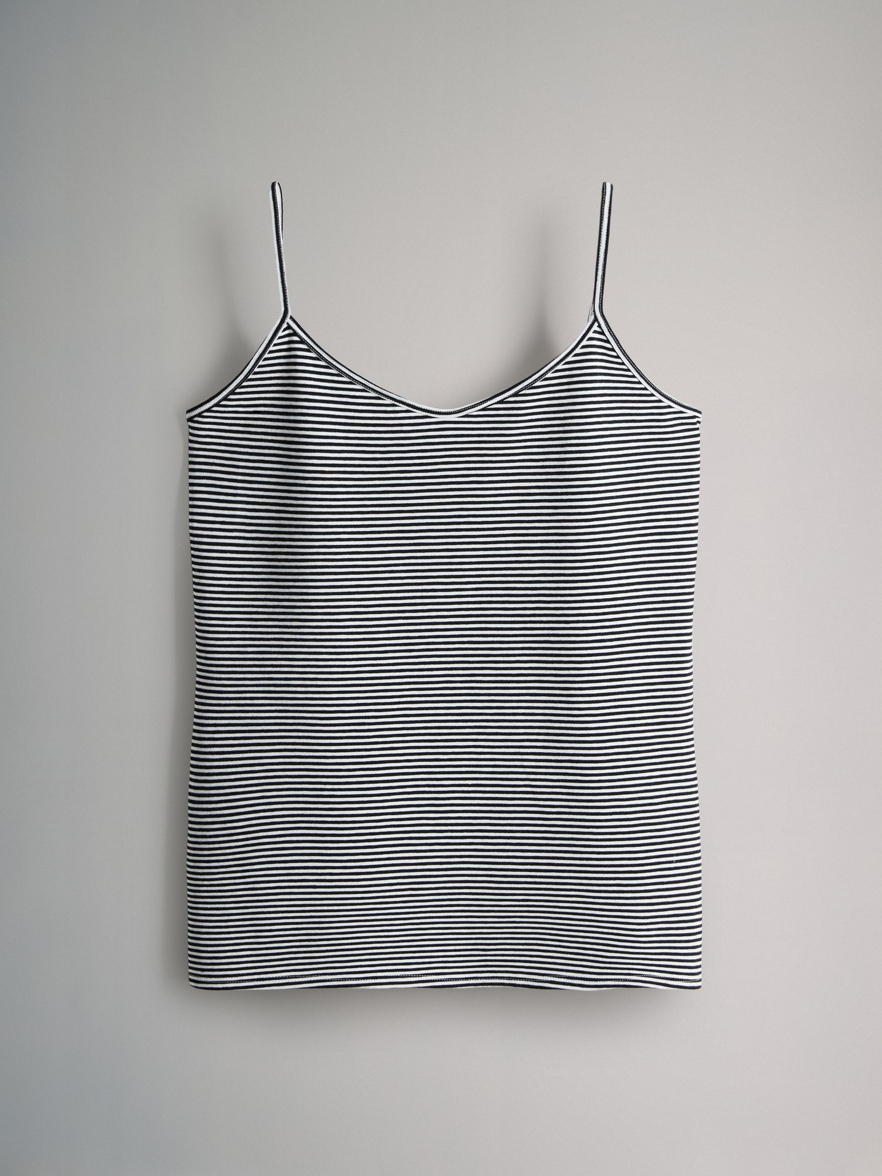 Black/Grey/Stripe/Light Grey Marl/White - 5 Pack Thin Strap Vest Tops - Image 4 of 8