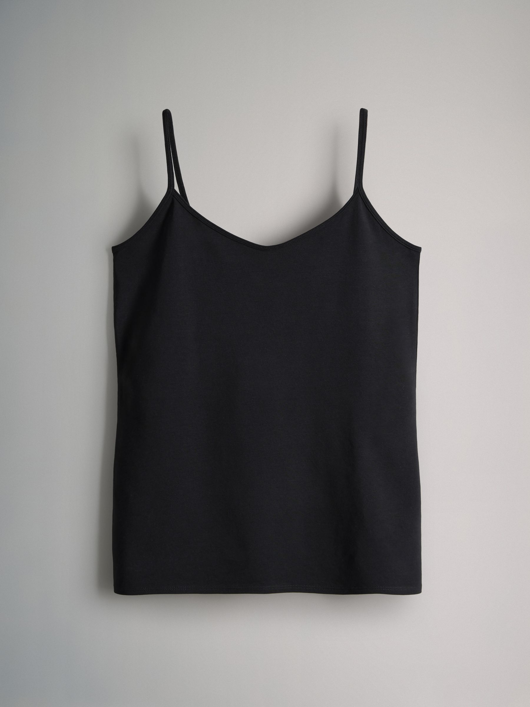 Black/Grey/Stripe/Light Grey Marl/White - 5 Pack Thin Strap Vest Tops - Image 5 of 8