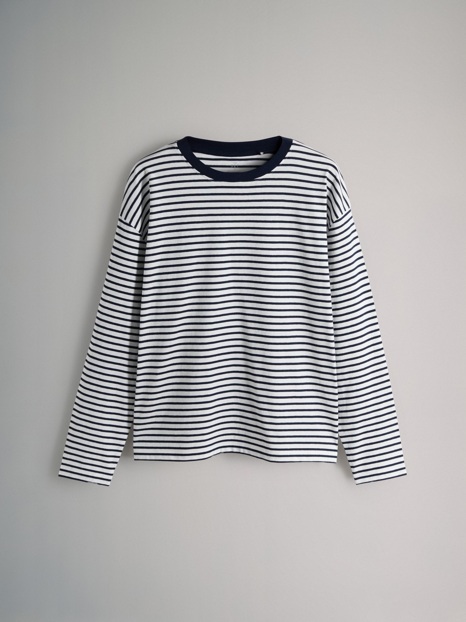Navy/White/Brown/Light Blue/Stripe - 5 Pack Relaxed Long Sleeved T-Shirts - Image 2 of 8
