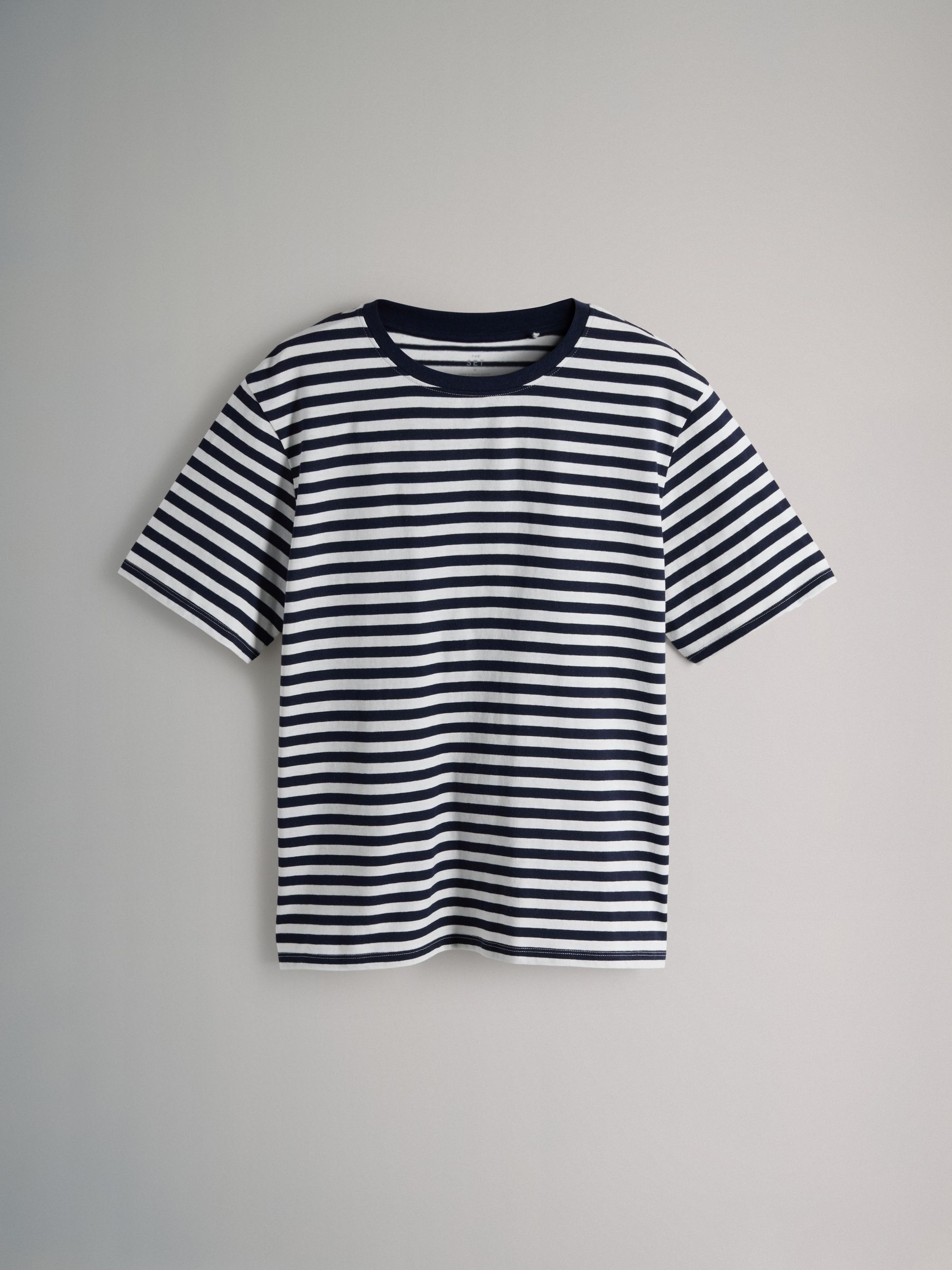 Chocolate Brown/Stripe/Light Blue/White - 4 Pack Short Sleeved Relaxed T-Shirts - Image 5 of 7