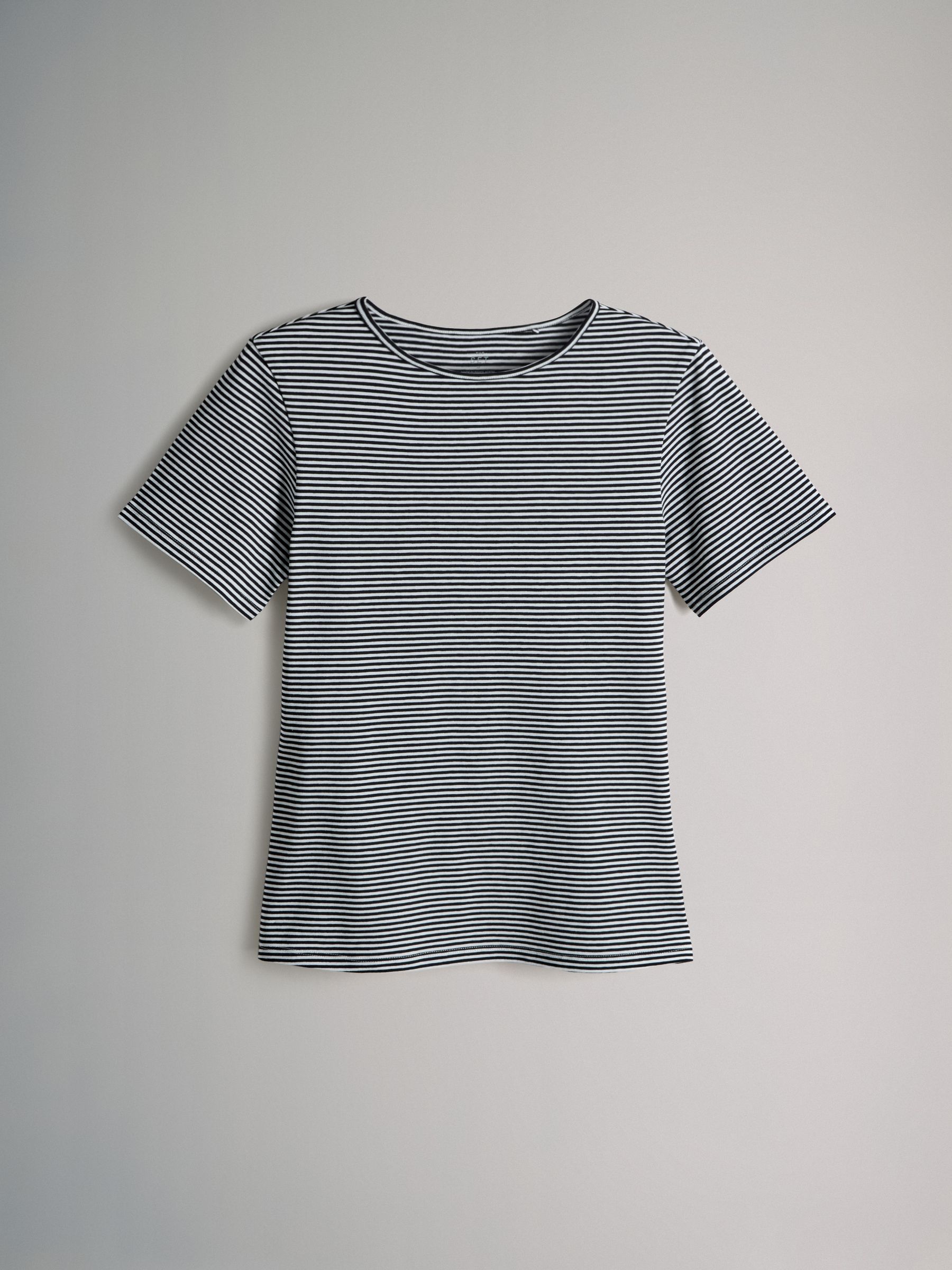 White/Black/Charcoal/Grey Marl/Stripe - 5 Pack Short Sleeve Fitted Crew Neck T-Shirts - Image 2 of 7 White/Black/Charcoal/Grey Marl/Stripe - 5 Pack Short Sleeve Fitted Crew Neck T-Shirts - Image 2 of 7