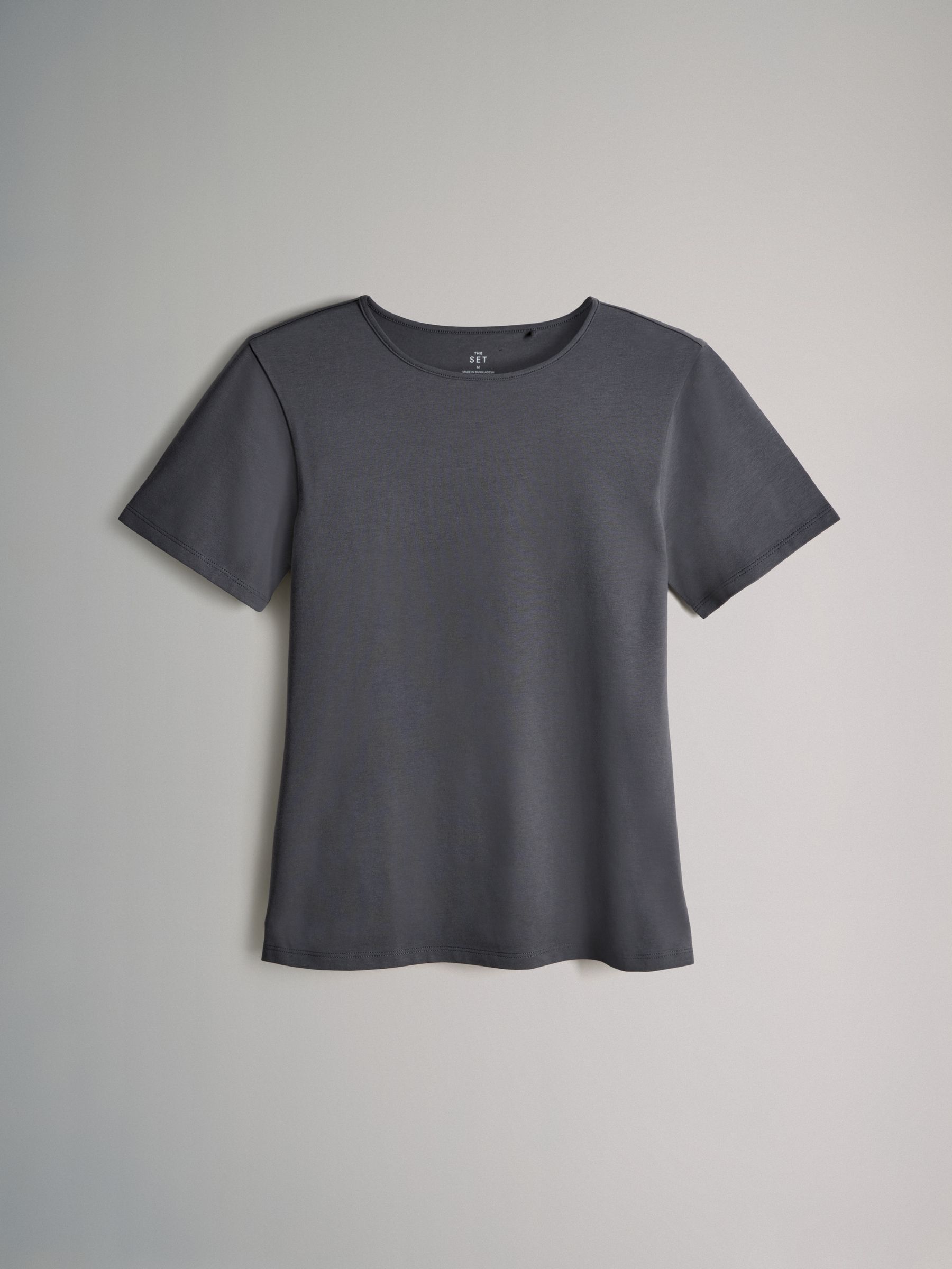 White/Black/Charcoal/Grey Marl/Stripe - 5 Pack Short Sleeve Fitted Crew Neck T-Shirts - Image 4 of 7