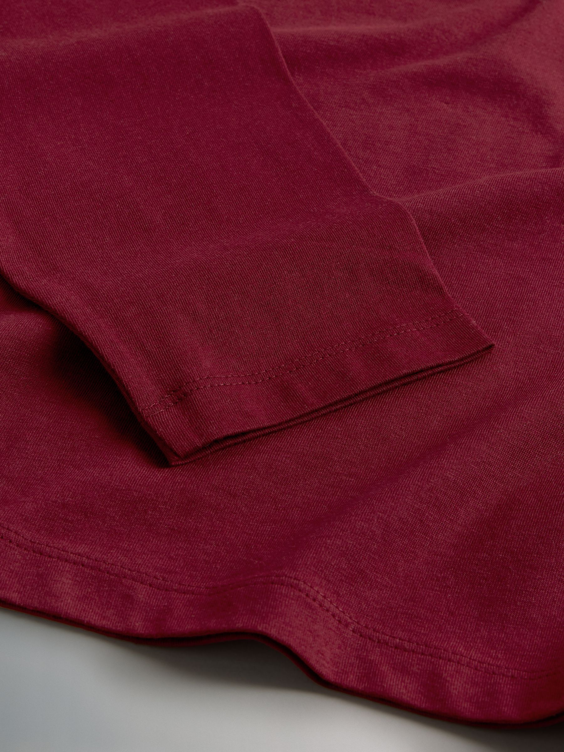 4 Pack 100% Cotton Relaxed Long Sleeve T-Shirts Black/Khaki/Red/Light Green Relaxed Fit - Image 6 of 6