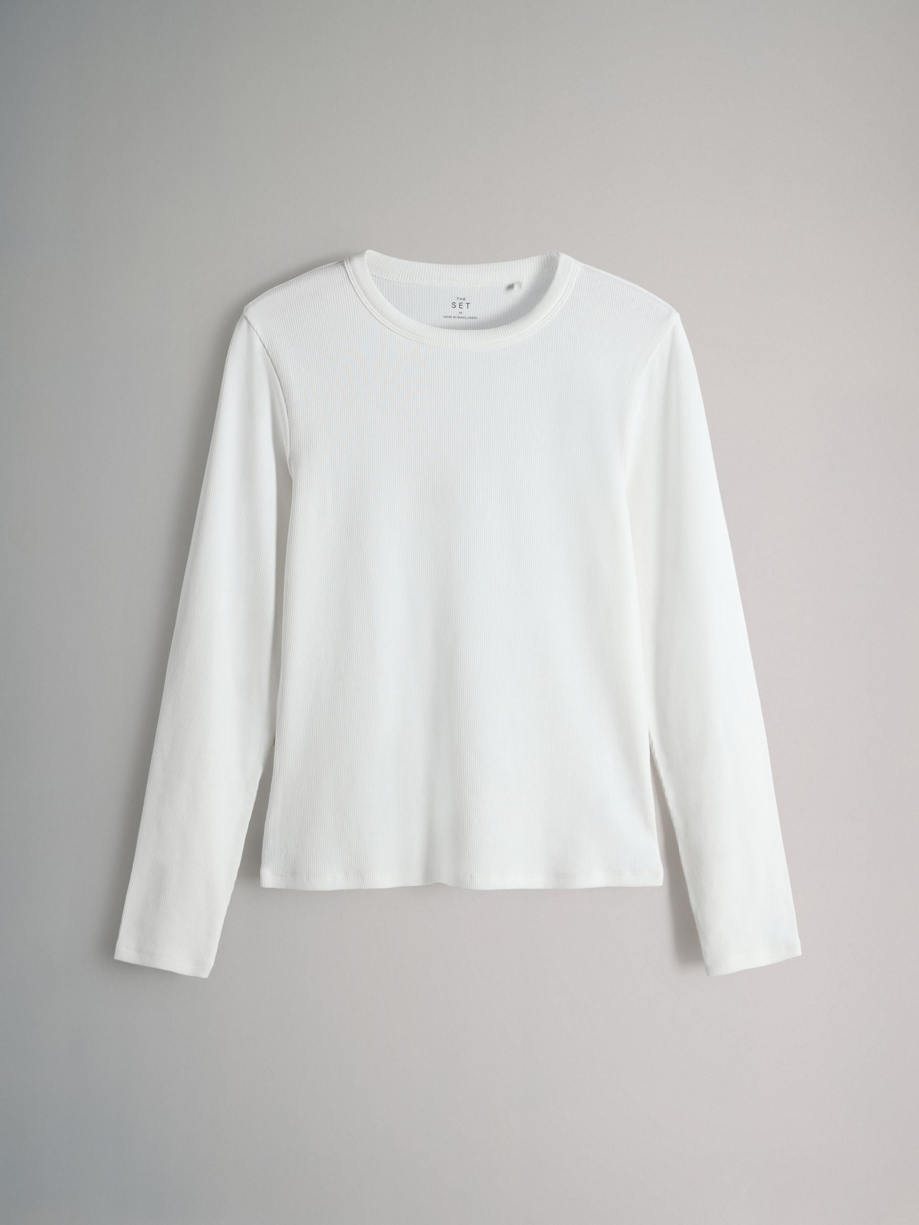 Black/Chocolate Brown/Taupe Brown/Nude/White - 5 Pack Ribbed Long Sleeve T-Shirts - Image 2 of 8