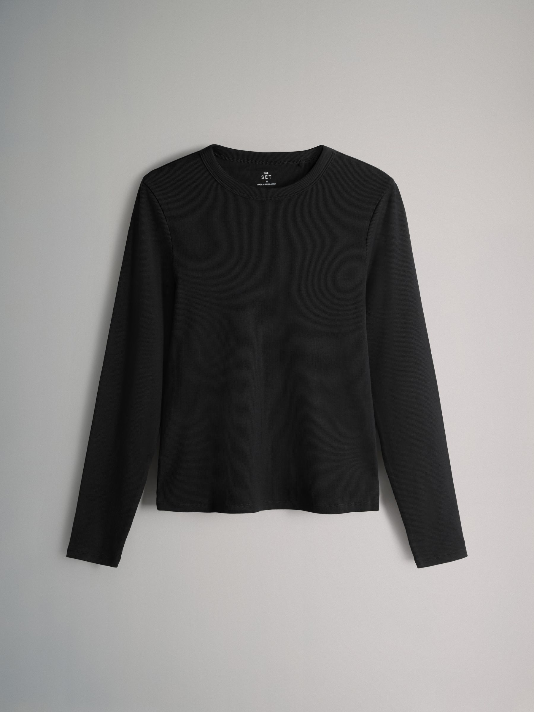 Black/Chocolate Brown/Taupe Brown/Nude/White - 5 Pack Ribbed Long Sleeve T-Shirts - Image 6 of 8