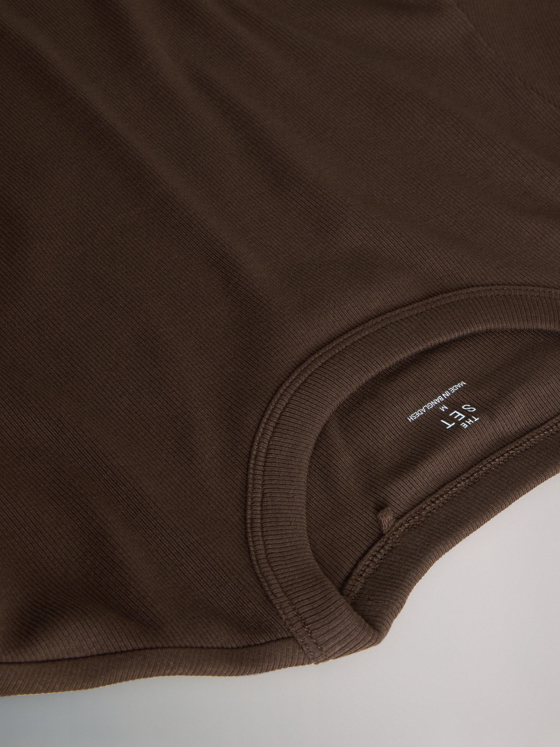 Black/Chocolate Brown/Taupe Brown/Nude/White - 5 Pack Ribbed Long Sleeve T-Shirts - Image 8 of 8