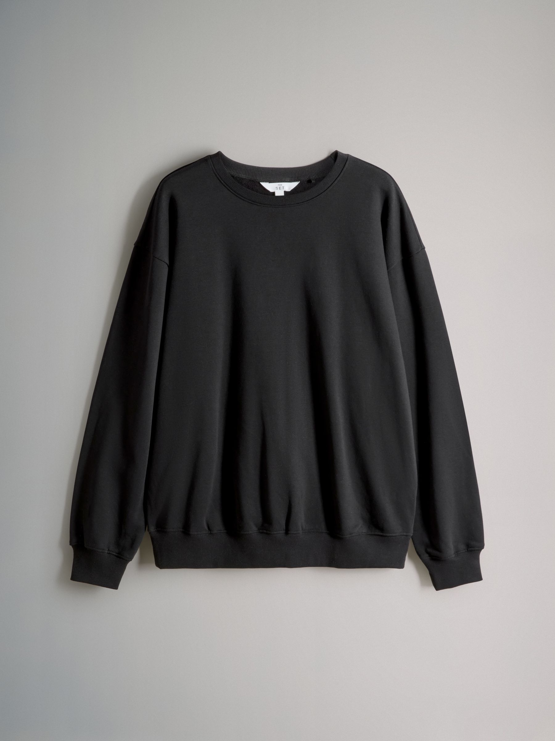 Black - Crew Neck Sweatshirt and Wide Leg Joggers Set - Image 4 of 7