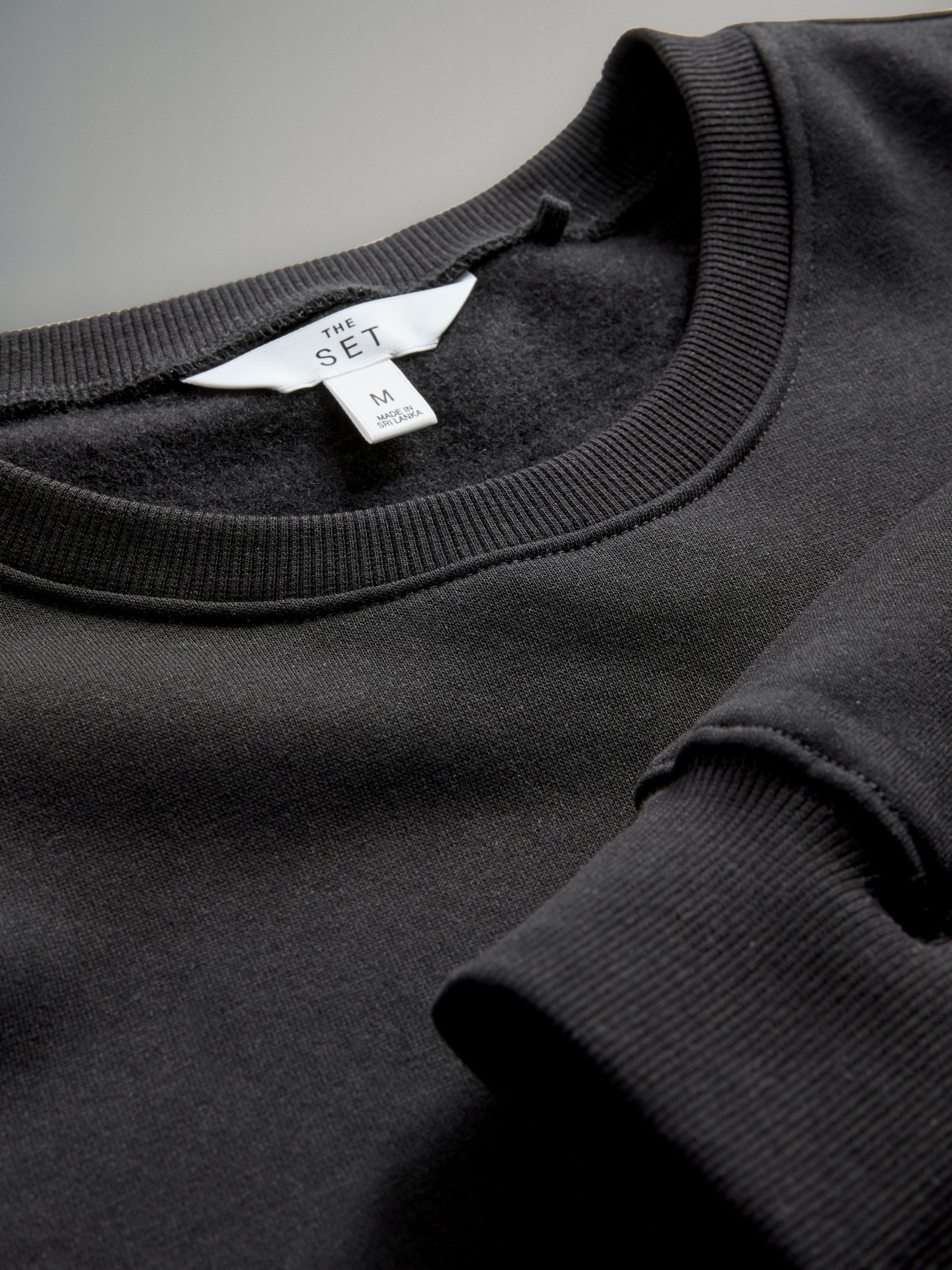 Black - Crew Neck Sweatshirt and Wide Leg Joggers Set - Image 6 of 7