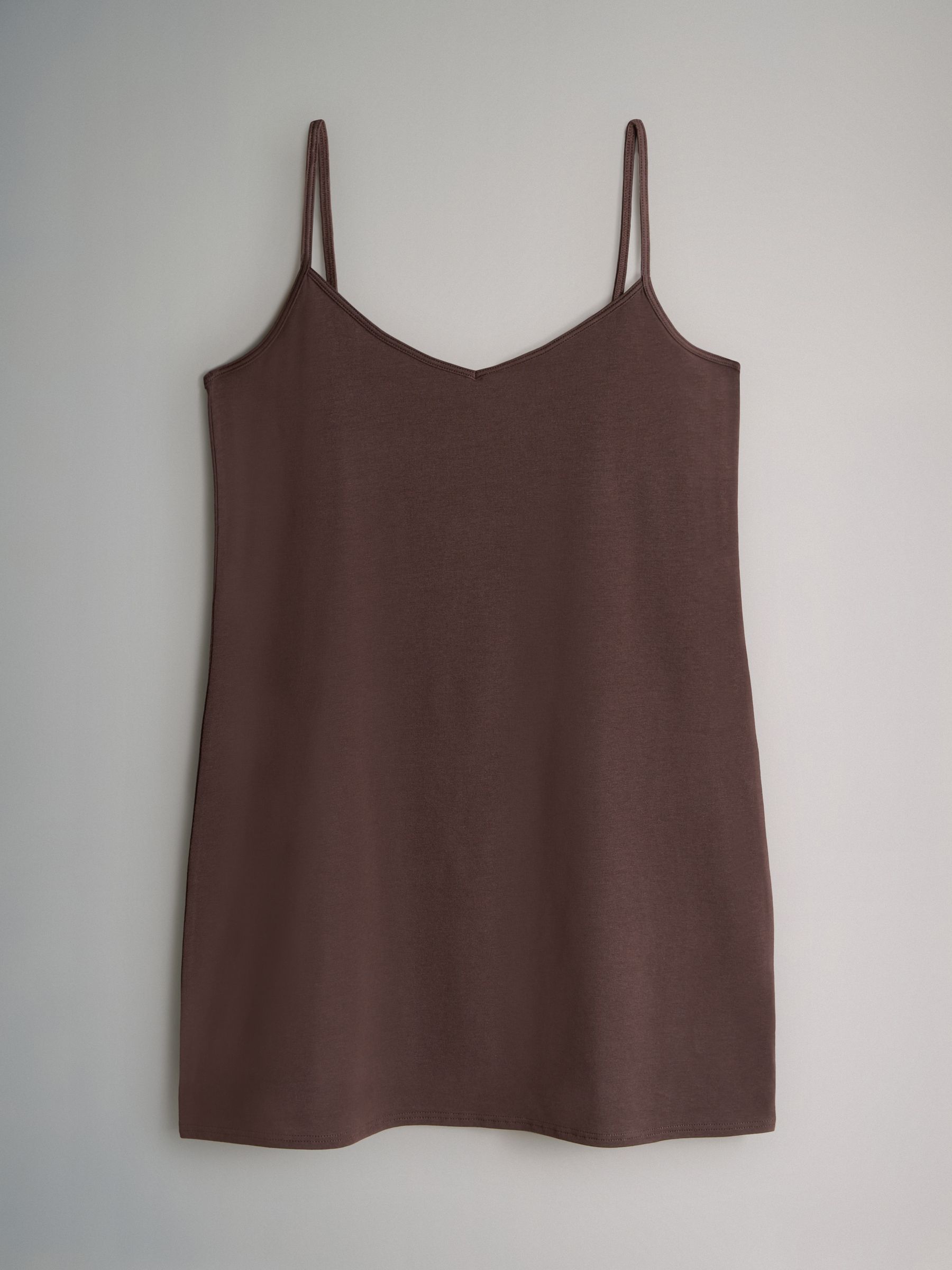 Black/Chocolate Brown/Taupe Brown/Nude/White - 5 Pack Longline Thin Strap Vest Tops - Image 5 of 7