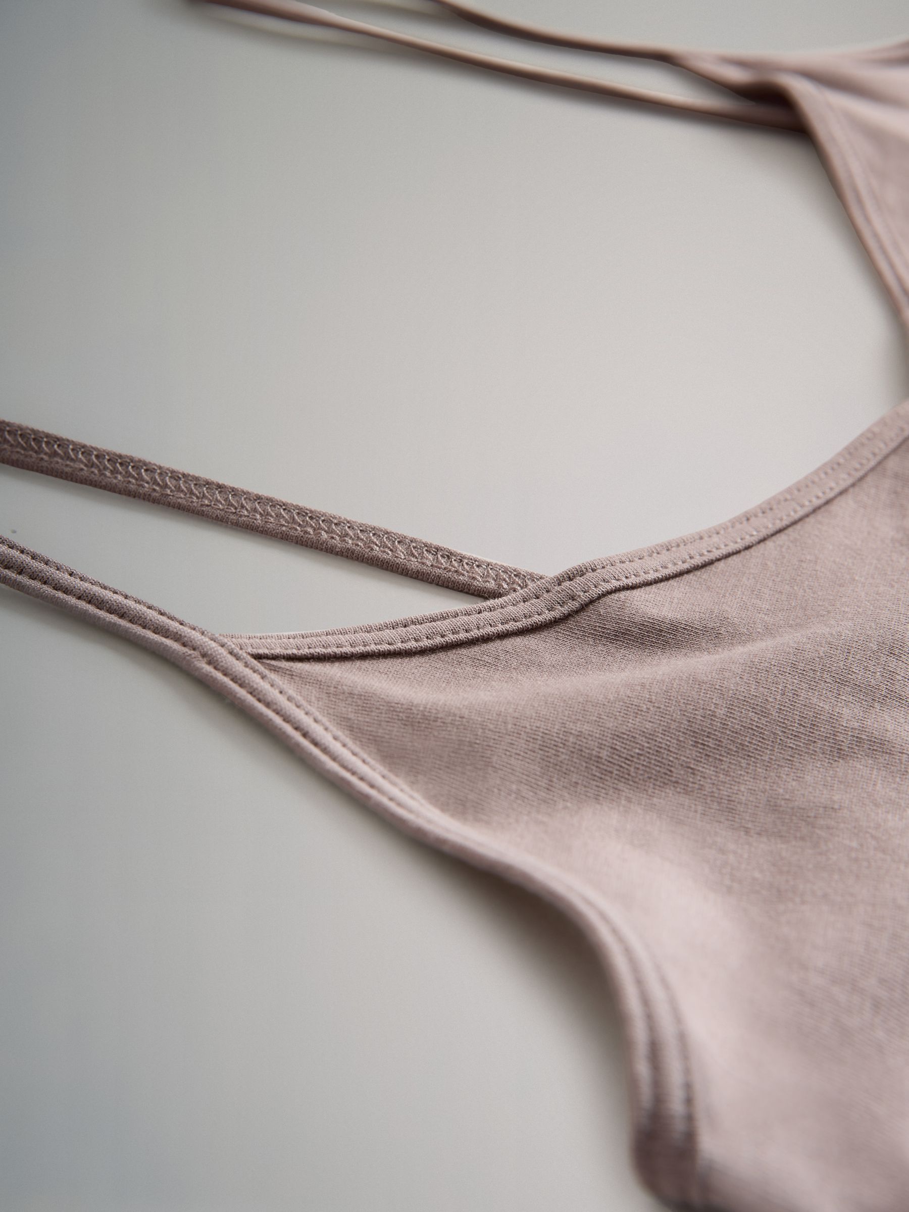 Black/Chocolate Brown/Taupe Brown/Nude/White 5 Pack Longline Thin Strap Vest Tops - Image 6 of 6