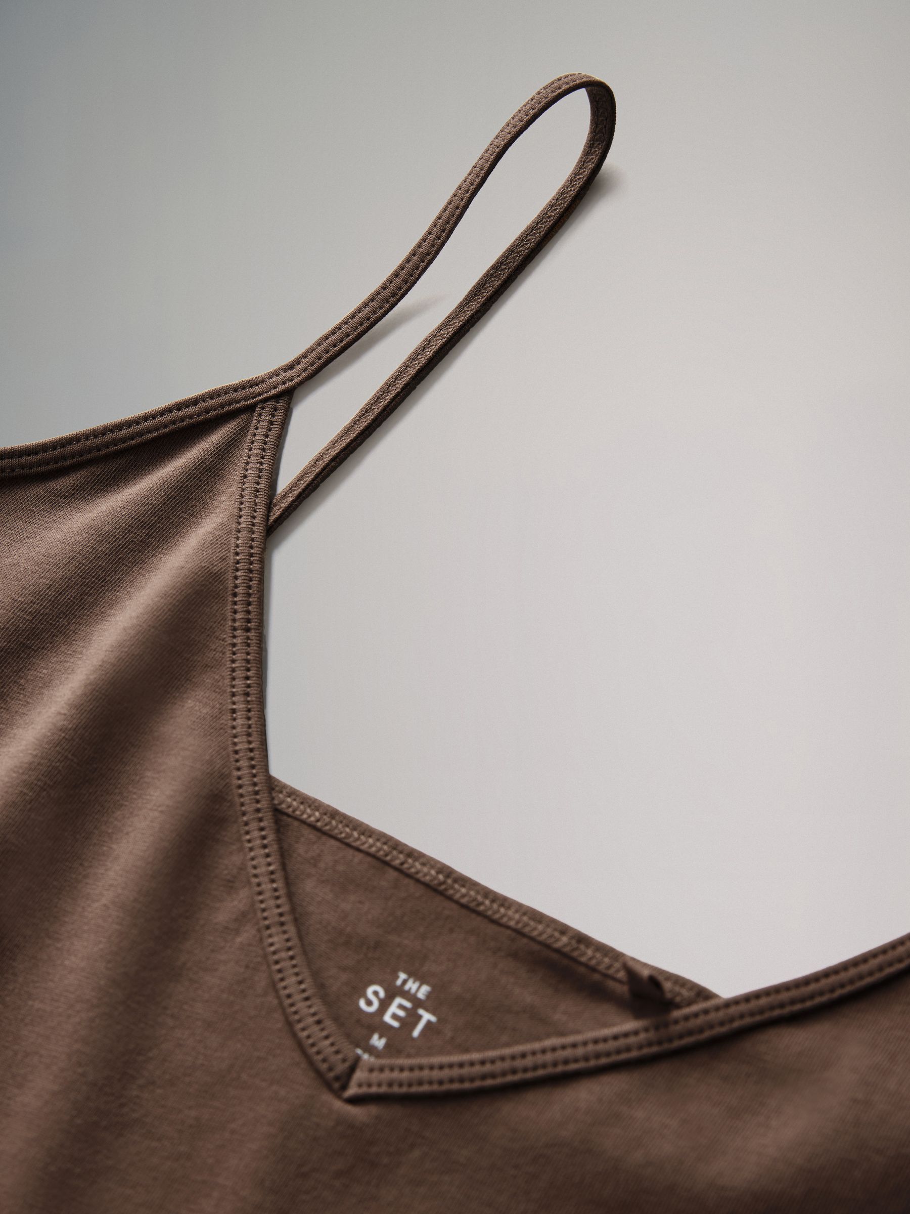 Navy/Burgundy/Camel/Stripe/White 5 Pack Essentials V-Neck Cami Tops - Image 6 of 6 Navy/Burgundy/Camel/Stripe/White 5 Pack Essentials V-Neck Cami Tops - Image 6 of 6