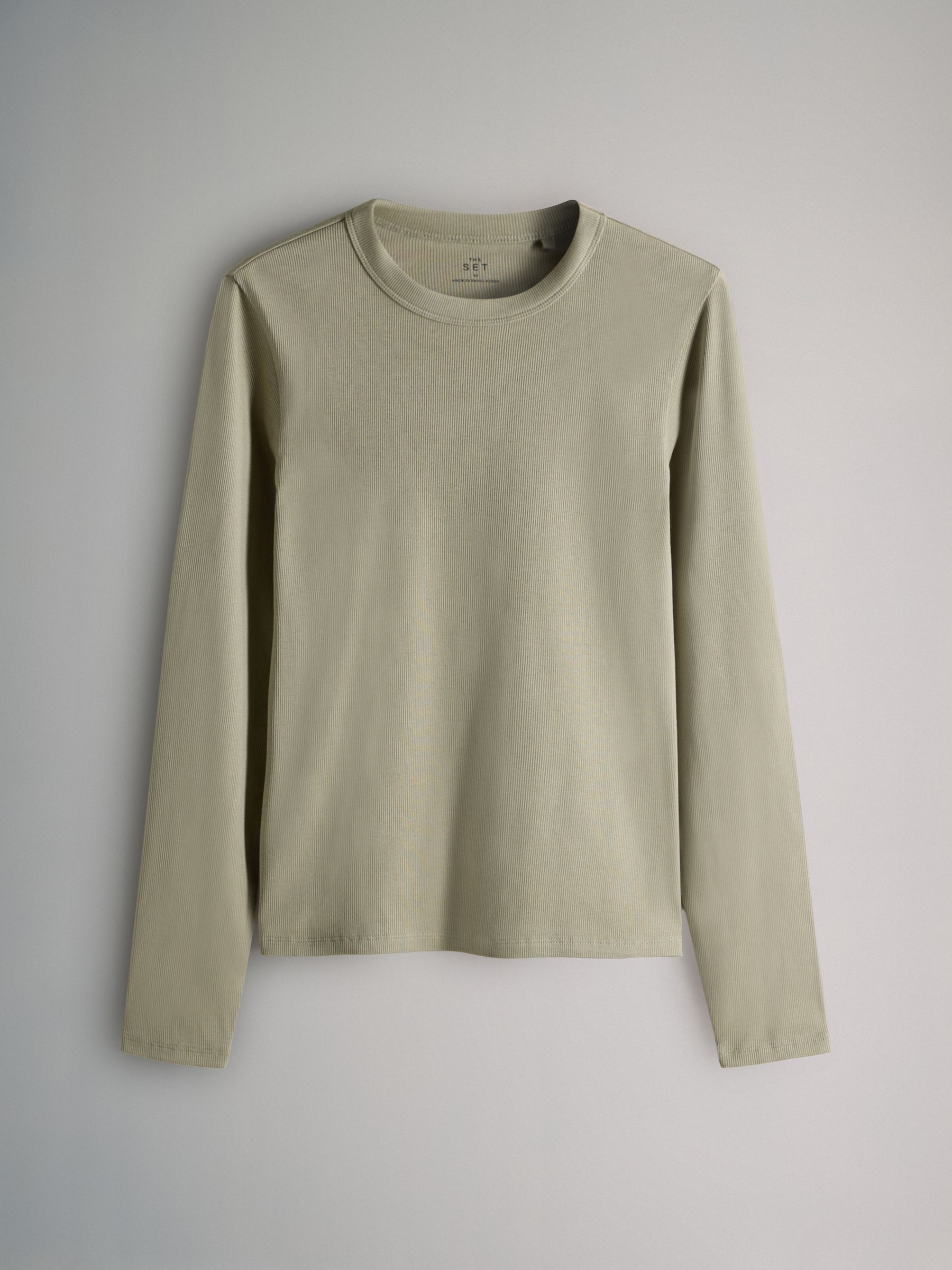 Black/Berry/Khaki/Neutral - 4 Pack Long Sleeve Ribbed T-Shirts - Image 2 of 7