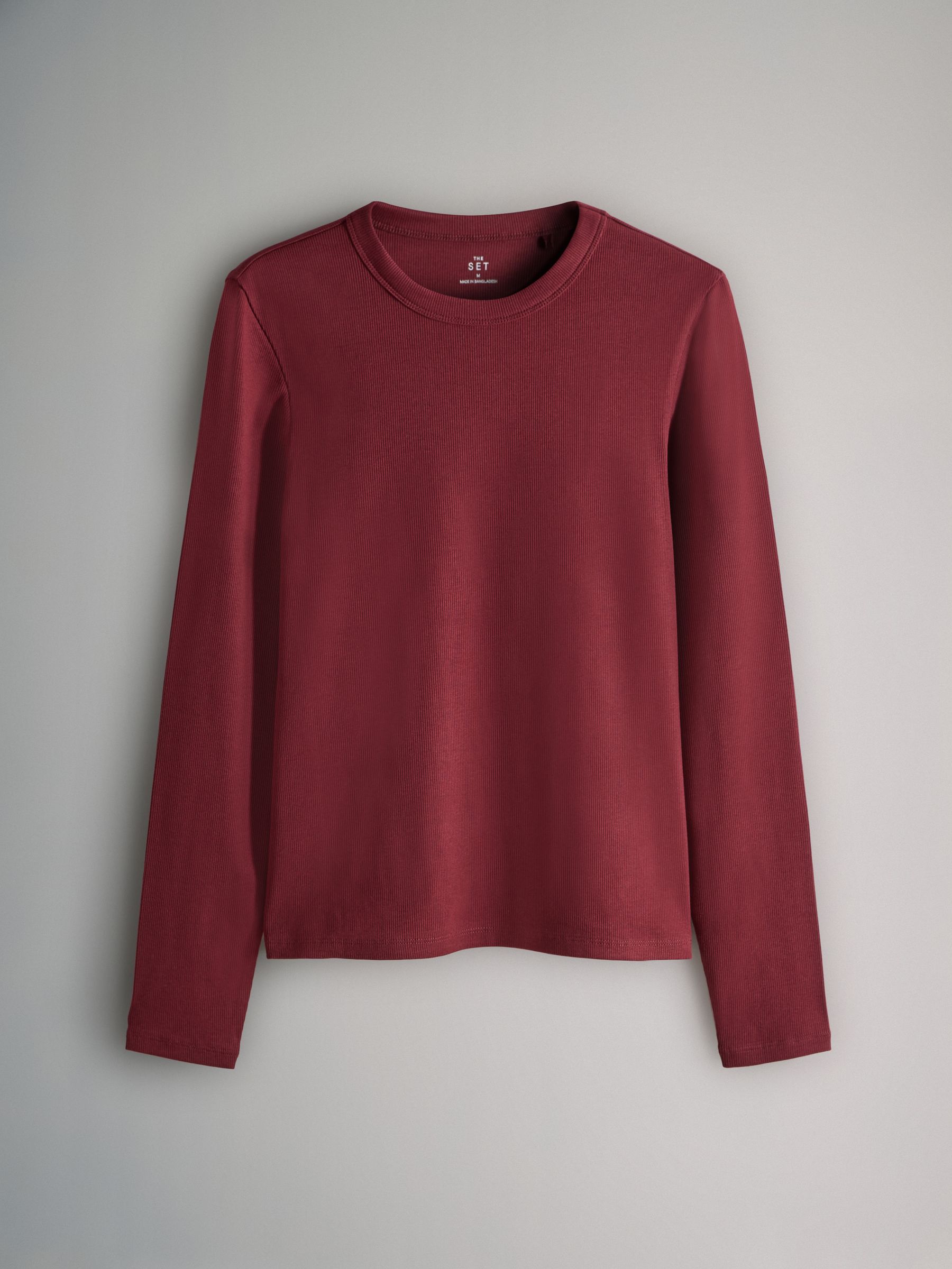 Black/Berry/Khaki/Neutral - 4 Pack Long Sleeve Ribbed T-Shirts - Image 3 of 7