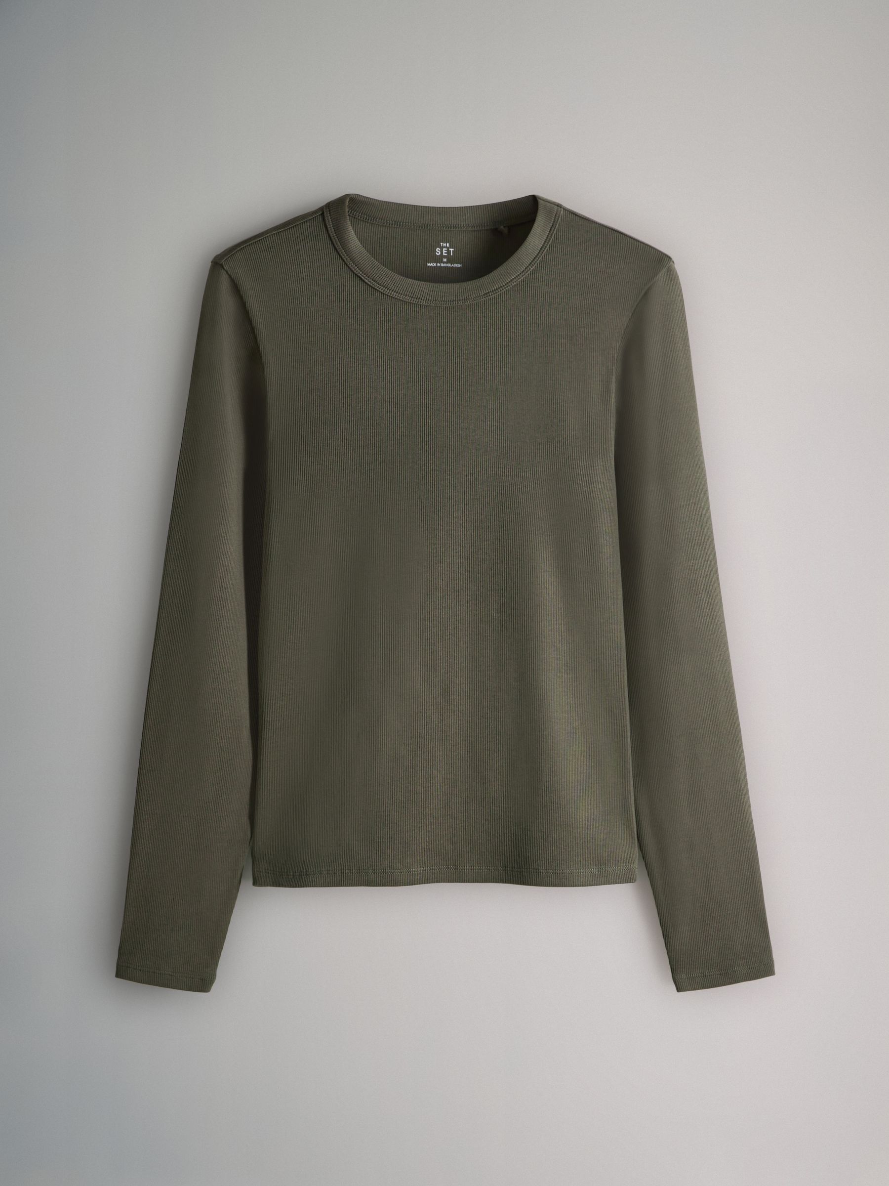 Black/Berry/Khaki/Neutral - 4 Pack Long Sleeve Ribbed T-Shirts - Image 4 of 7