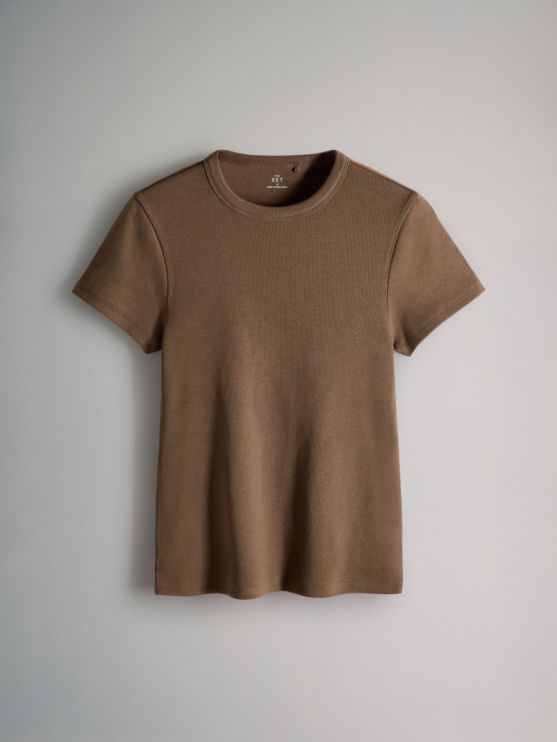 Cream/Navy/Light Blue/Brown/Stripe - 5 Pack Short Sleeve Ribbed T-Shirts - Image 3 of 7