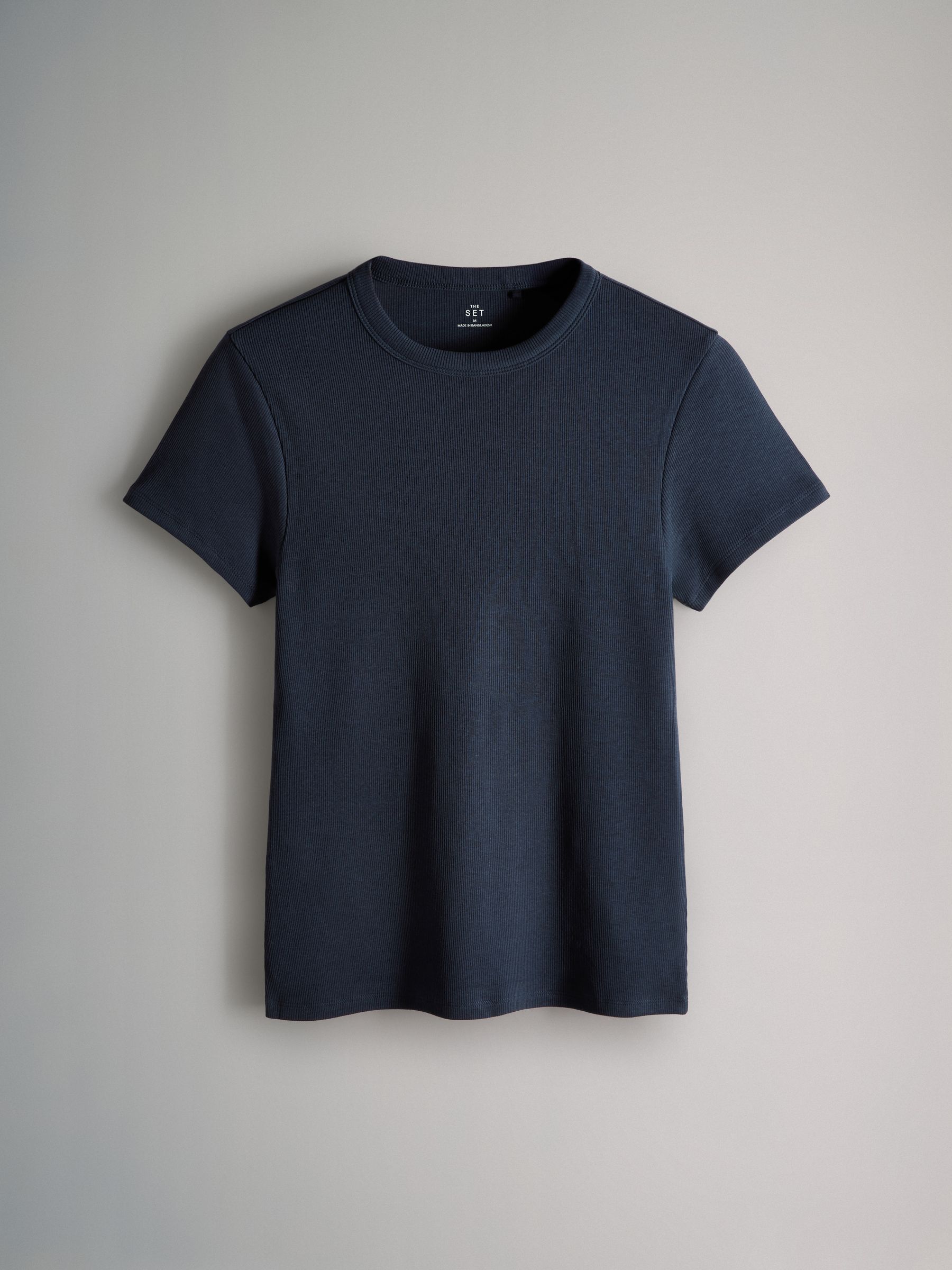 Cream/Navy/Light Blue/Brown/Stripe - 5 Pack Short Sleeve Ribbed T-Shirts - Image 5 of 7