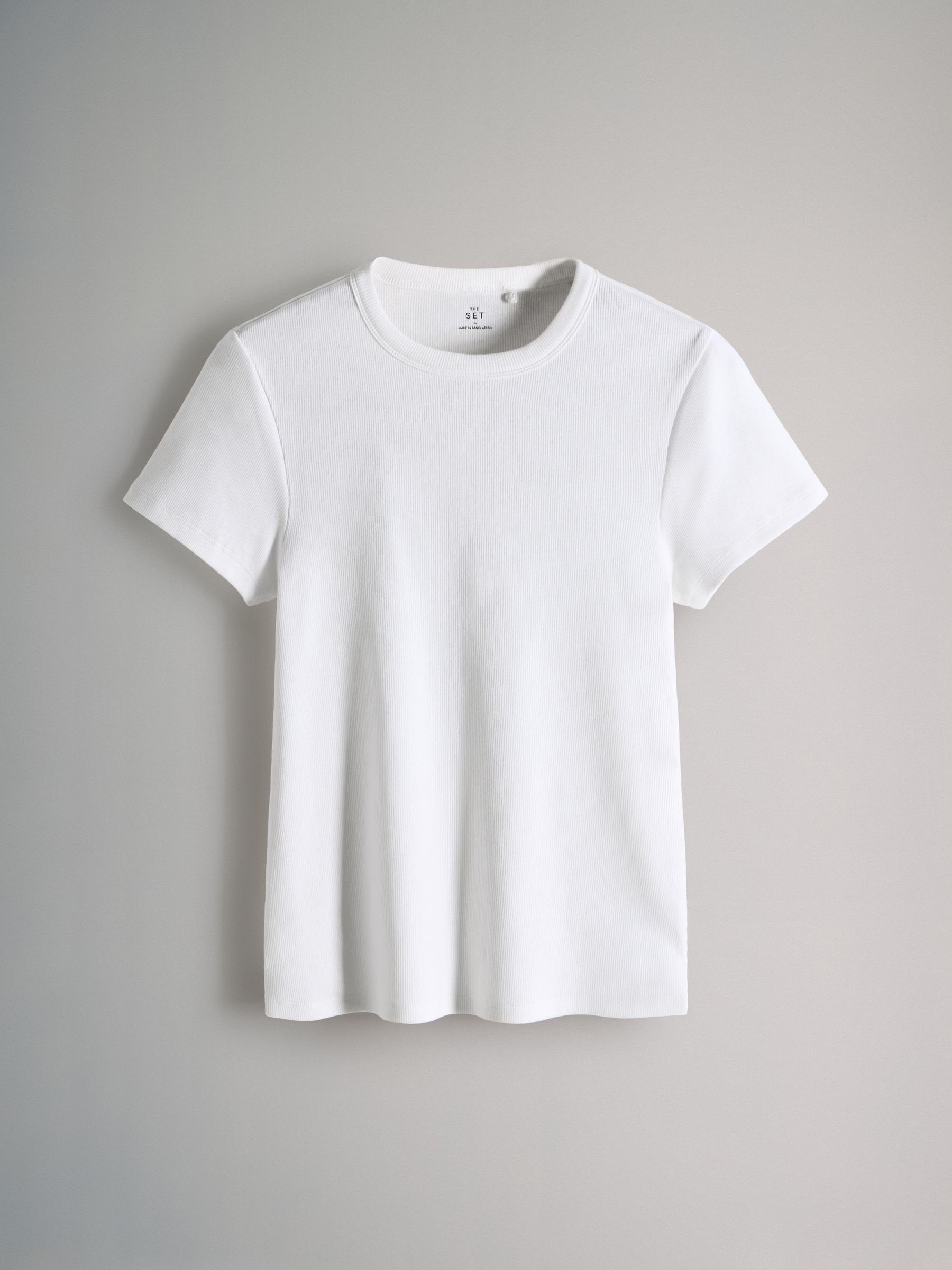 Cream/Navy/Light Blue/Brown/Stripe - 5 Pack Short Sleeve Ribbed T-Shirts - Image 6 of 7