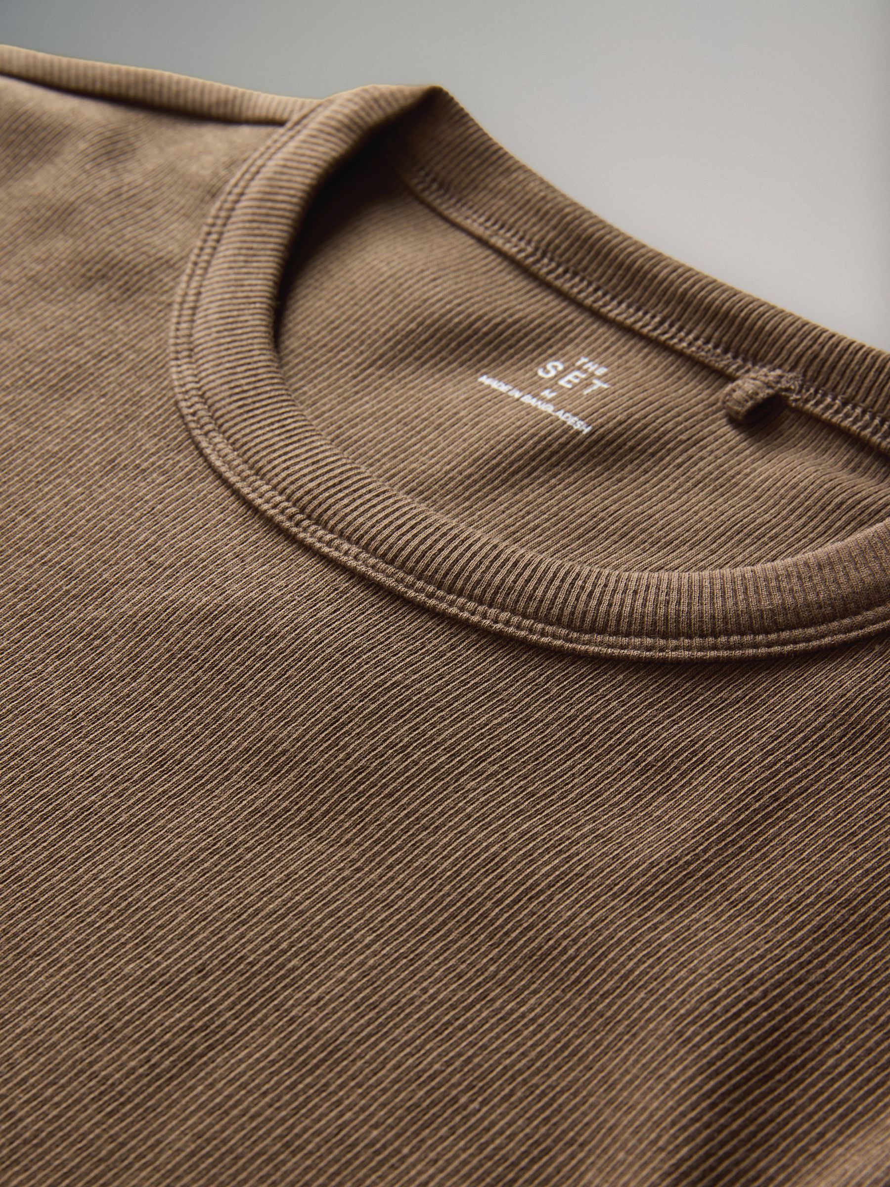Cream/Navy/Light Blue/Brown/Stripe - 5 Pack Short Sleeve Ribbed T-Shirts - Image 7 of 7