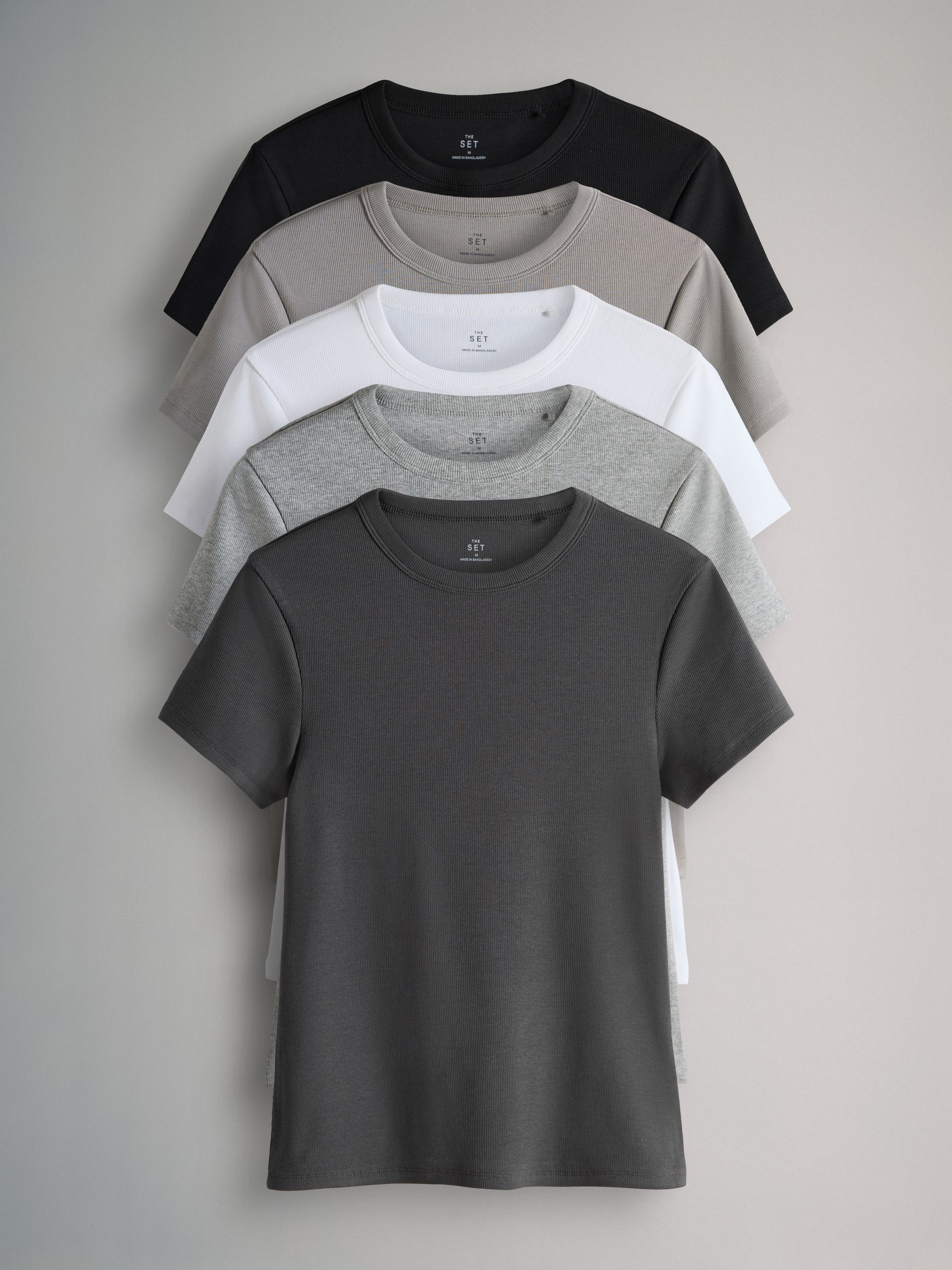 Multi - 5 Pack Short Sleeve Ribbed T-Shirts - Image 1 of 7