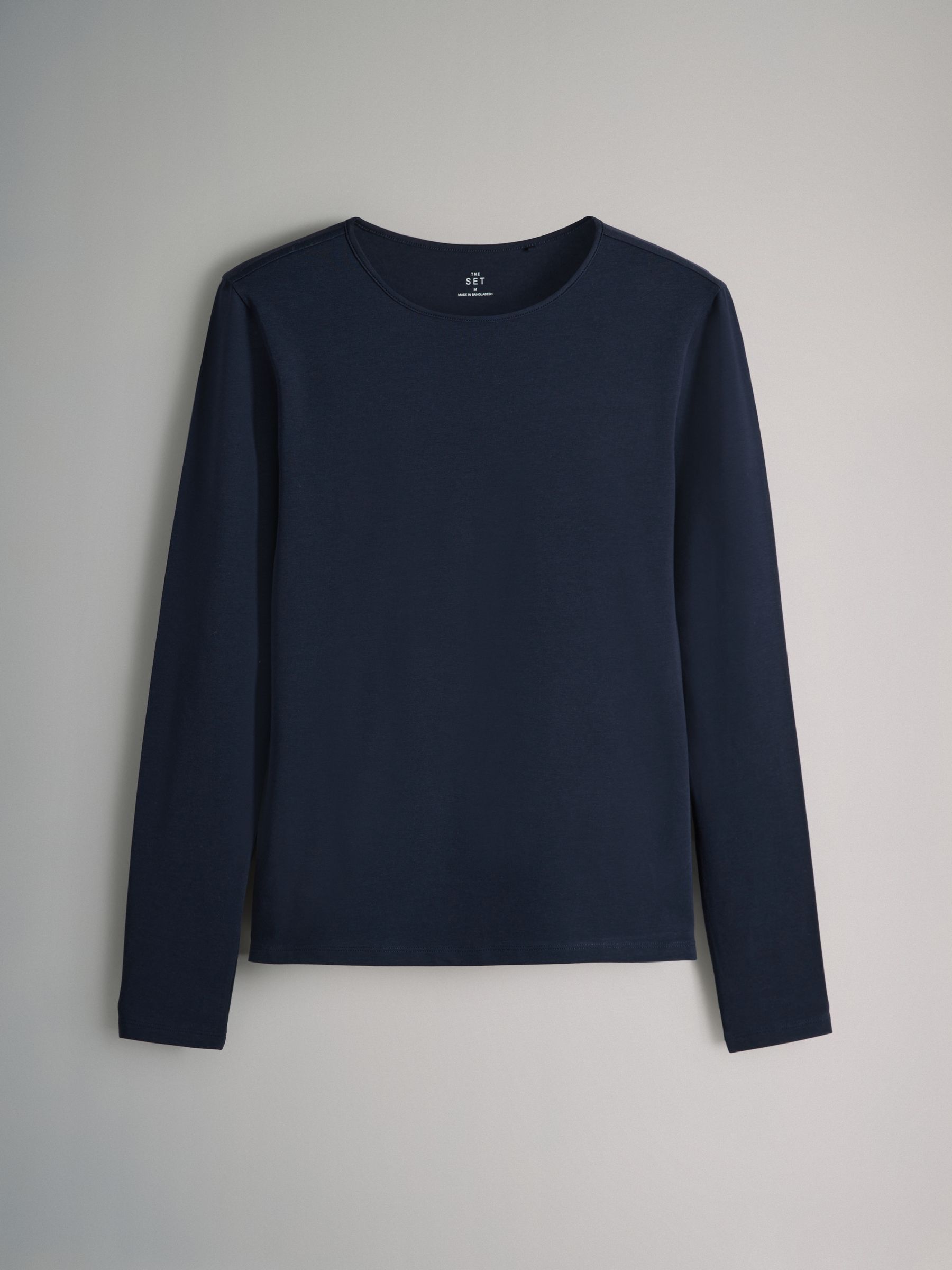 Cream/Navy/Light Blue/Brown/Chocolate Brown - 5 Pack Long Sleeve Crew Neck T-Shirts - Image 5 of 8