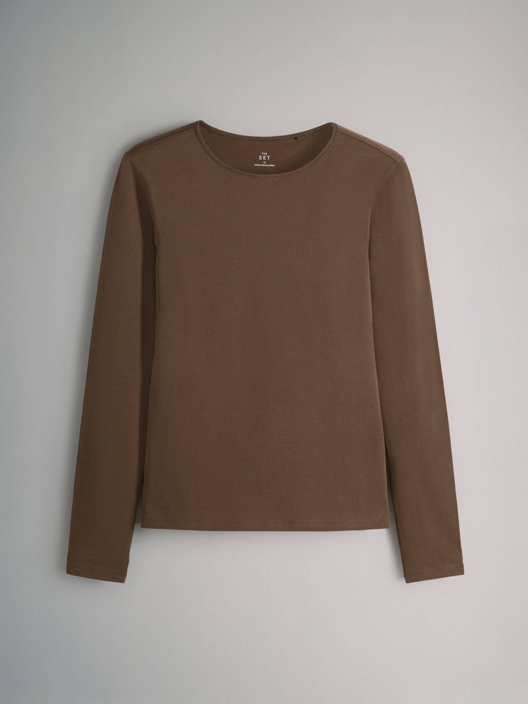 Cream/Navy/Light Blue/Brown/Chocolate Brown - 5 Pack Long Sleeve Crew Neck T-Shirts - Image 6 of 8