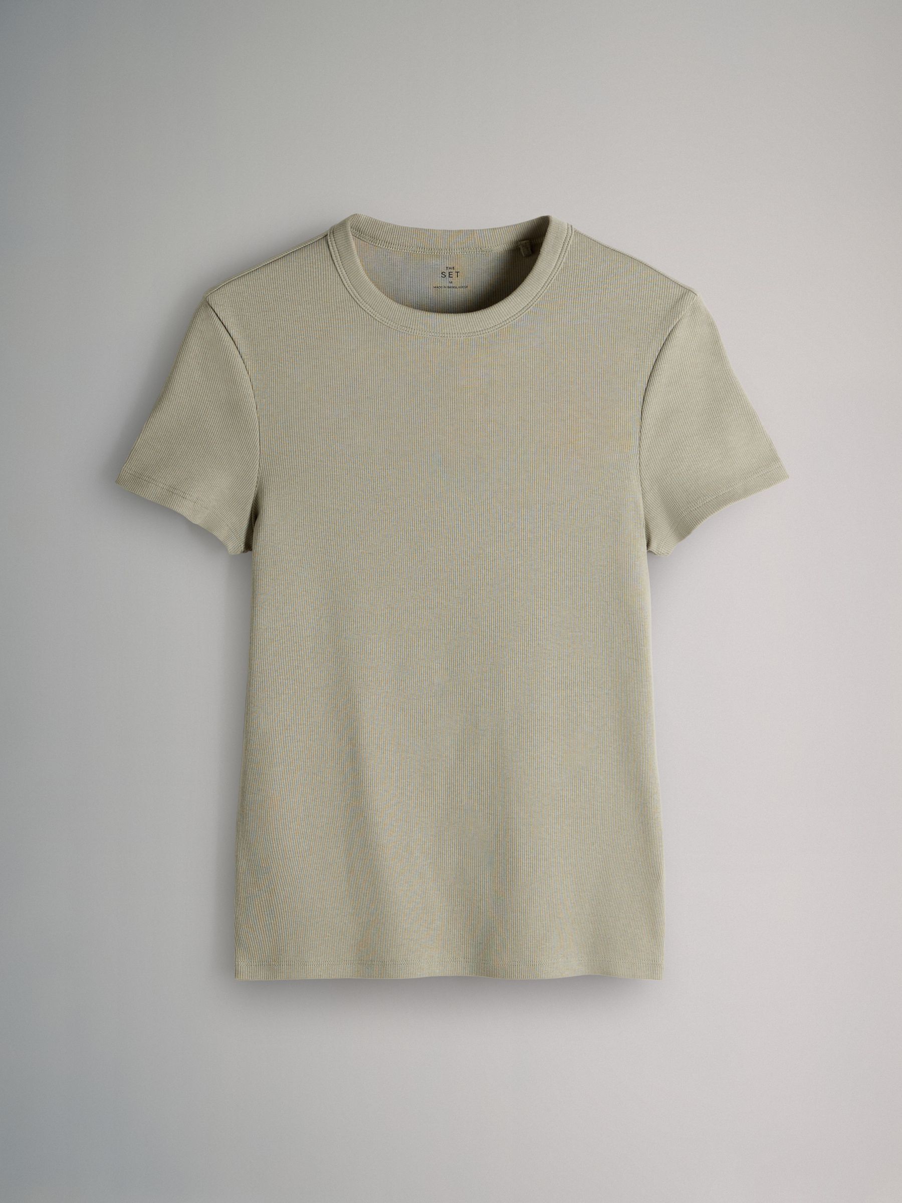 Light Khaki/Warm Stone/White - 3 Pack Short Sleeve Ribbed T-Shirts - Image 4 of 6