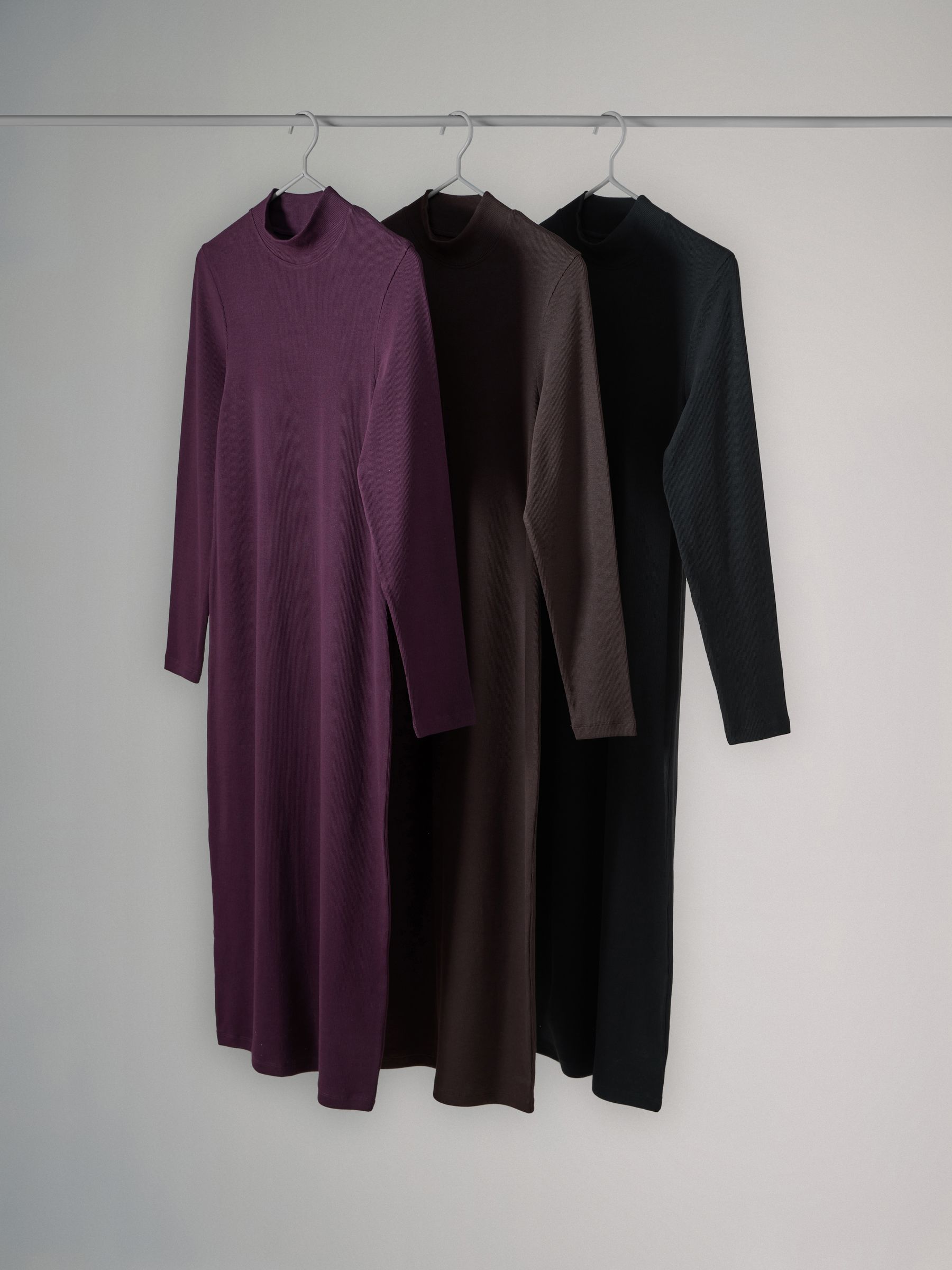 3 Pack Long Sleeved Ribbed Roll Neck Dresses - Image 2 of 11