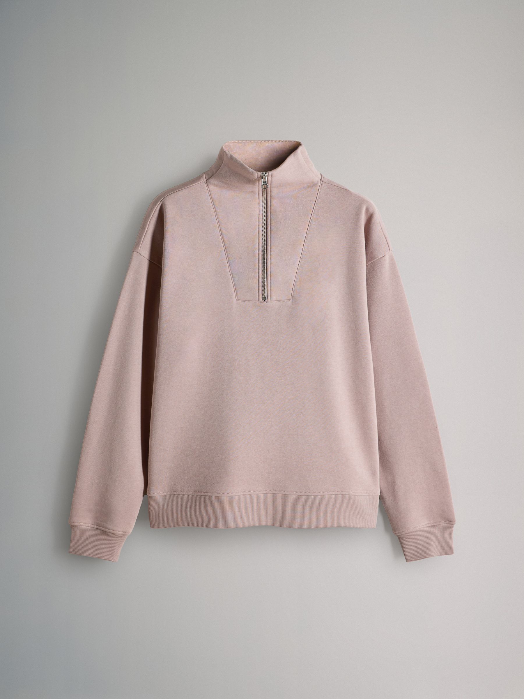 Taupe Brown - Half Zip Funnel Neck Sweatshirt and Wide Leg Joggers Set - Image 2 of 5