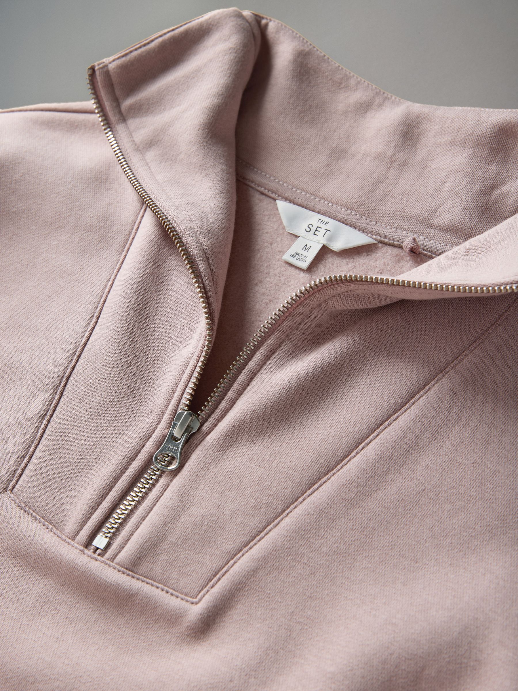 Taupe Brown - Half Zip Funnel Neck Sweatshirt and Wide Leg Joggers Set - Image 4 of 5