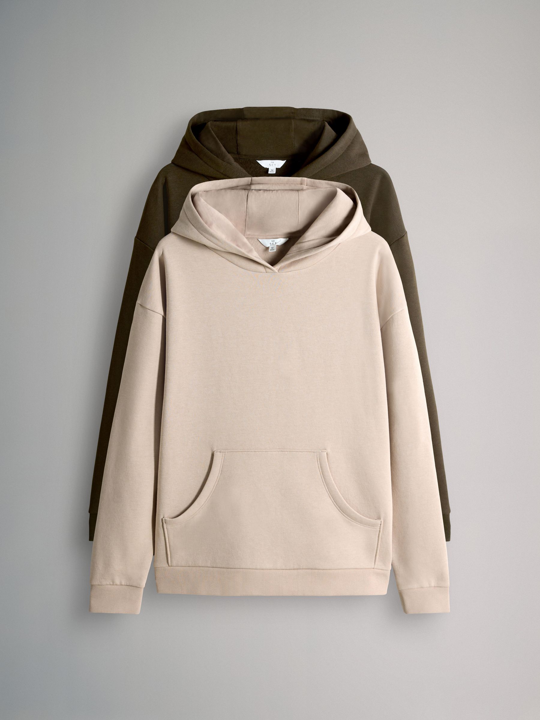 Khaki/Cream - 2 Pack Relaxed Hoodie - Image 1 of 5