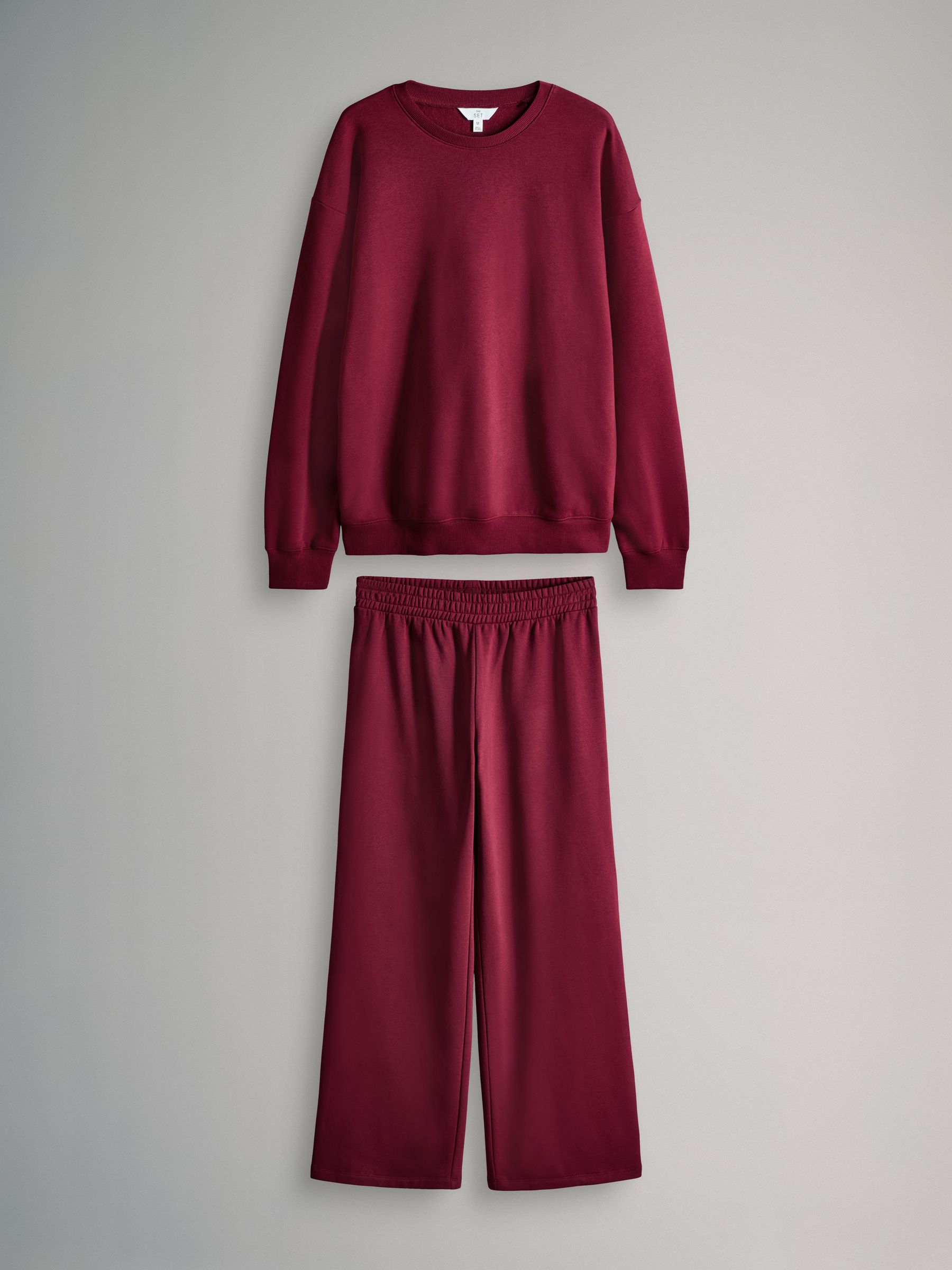 Red - Crew Neck Sweatshirt and Wide Leg Joggers Set - Image 1 of 5
