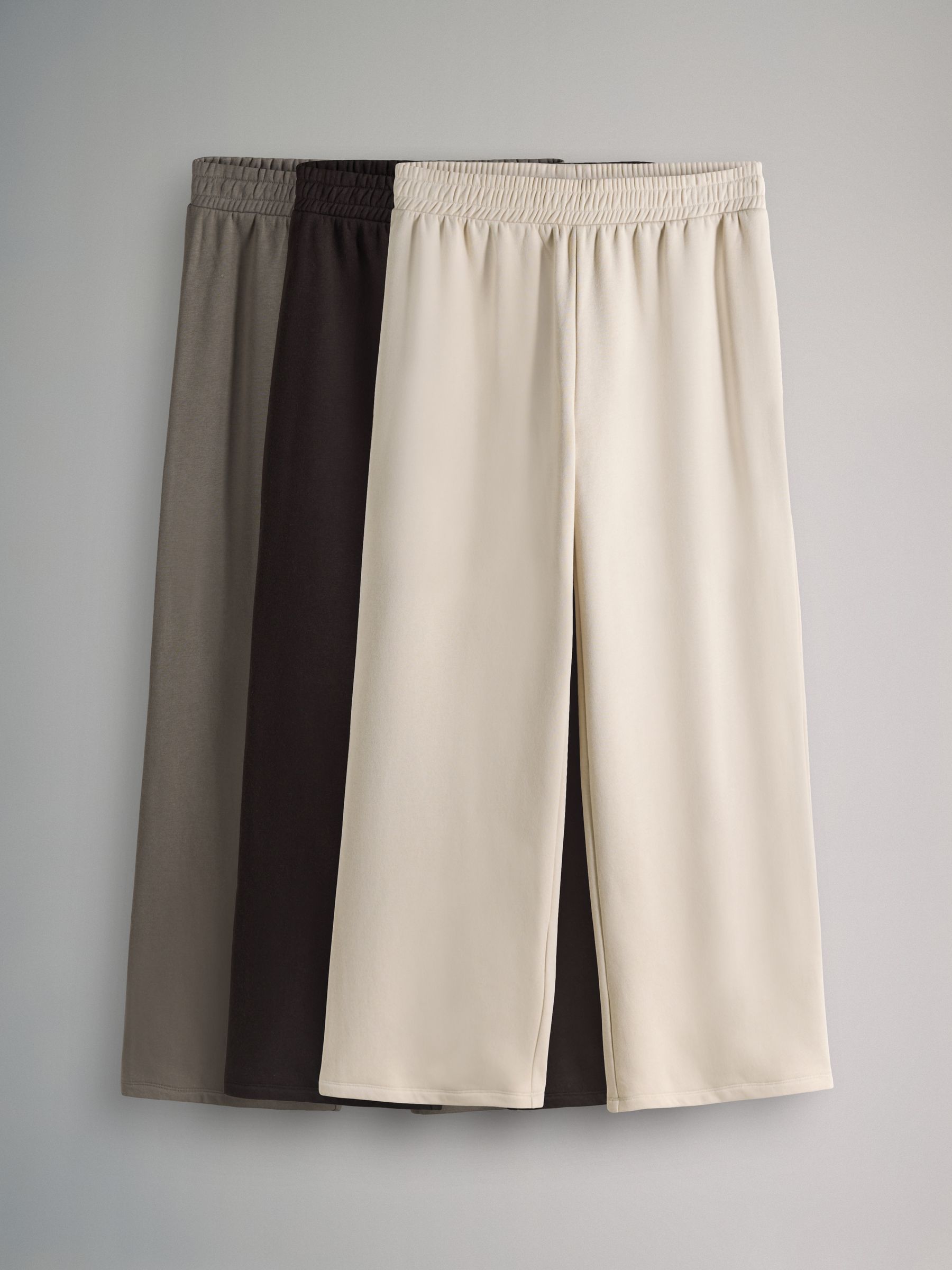 Chocolate Brown/Taupe Brown / Cream - 3 Pack Wide Leg Joggers - Image 1 of 3