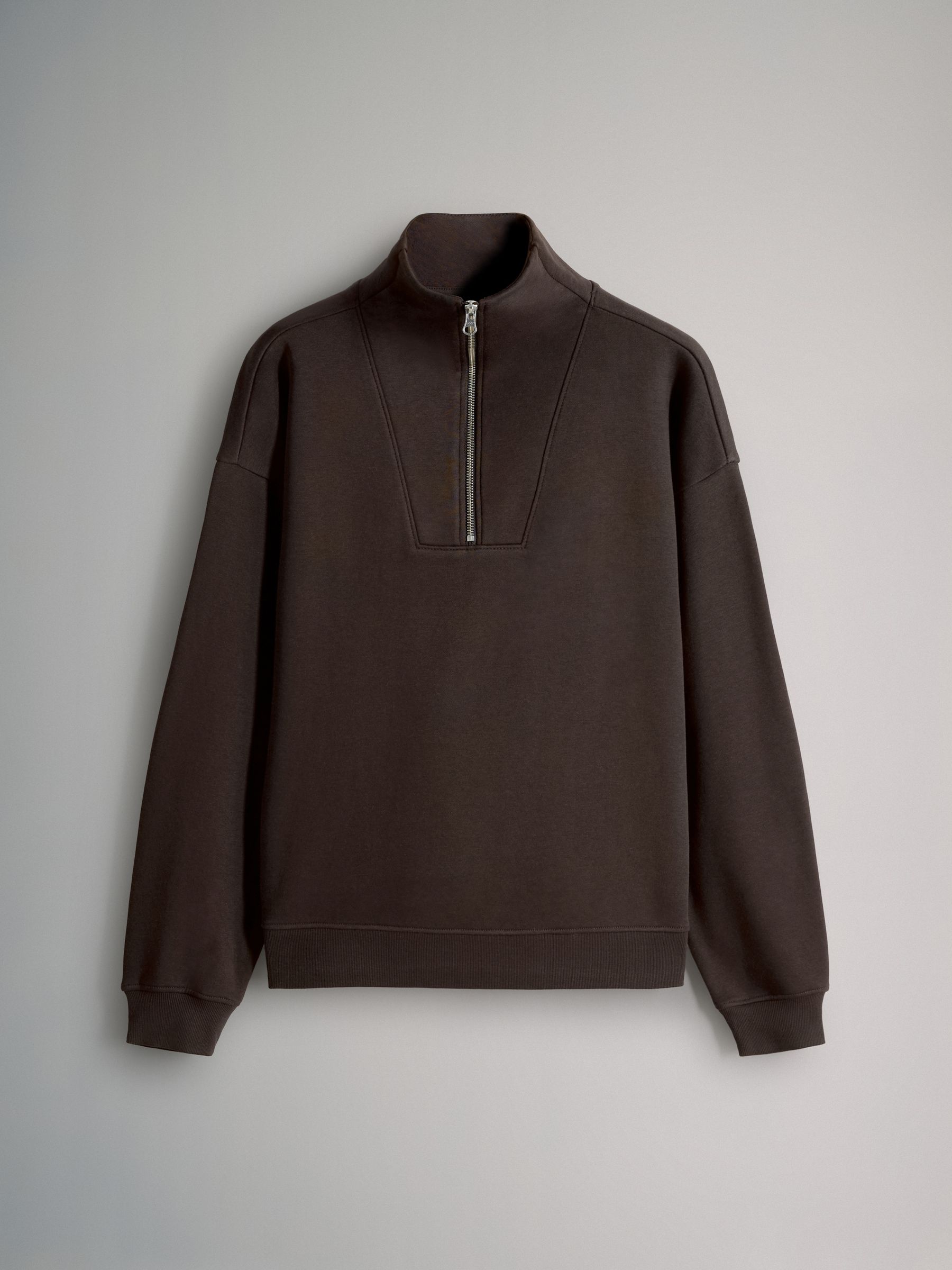 Brown - Half Zip Funnel Neck Sweatshirt and Wide Leg Joggers Set - Image 2 of 5