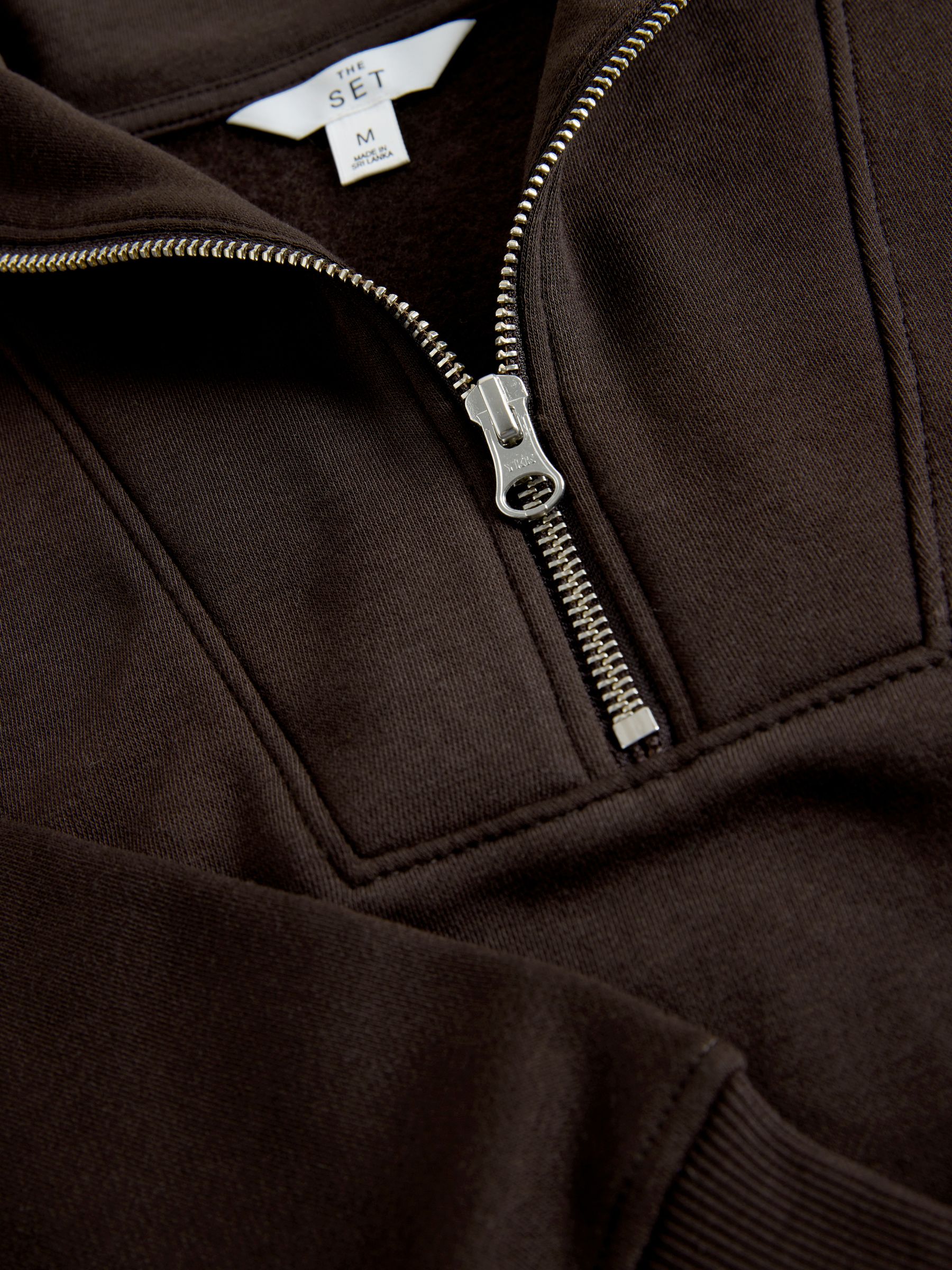 Brown - Half Zip Funnel Neck Sweatshirt and Wide Leg Joggers Set - Image 4 of 5