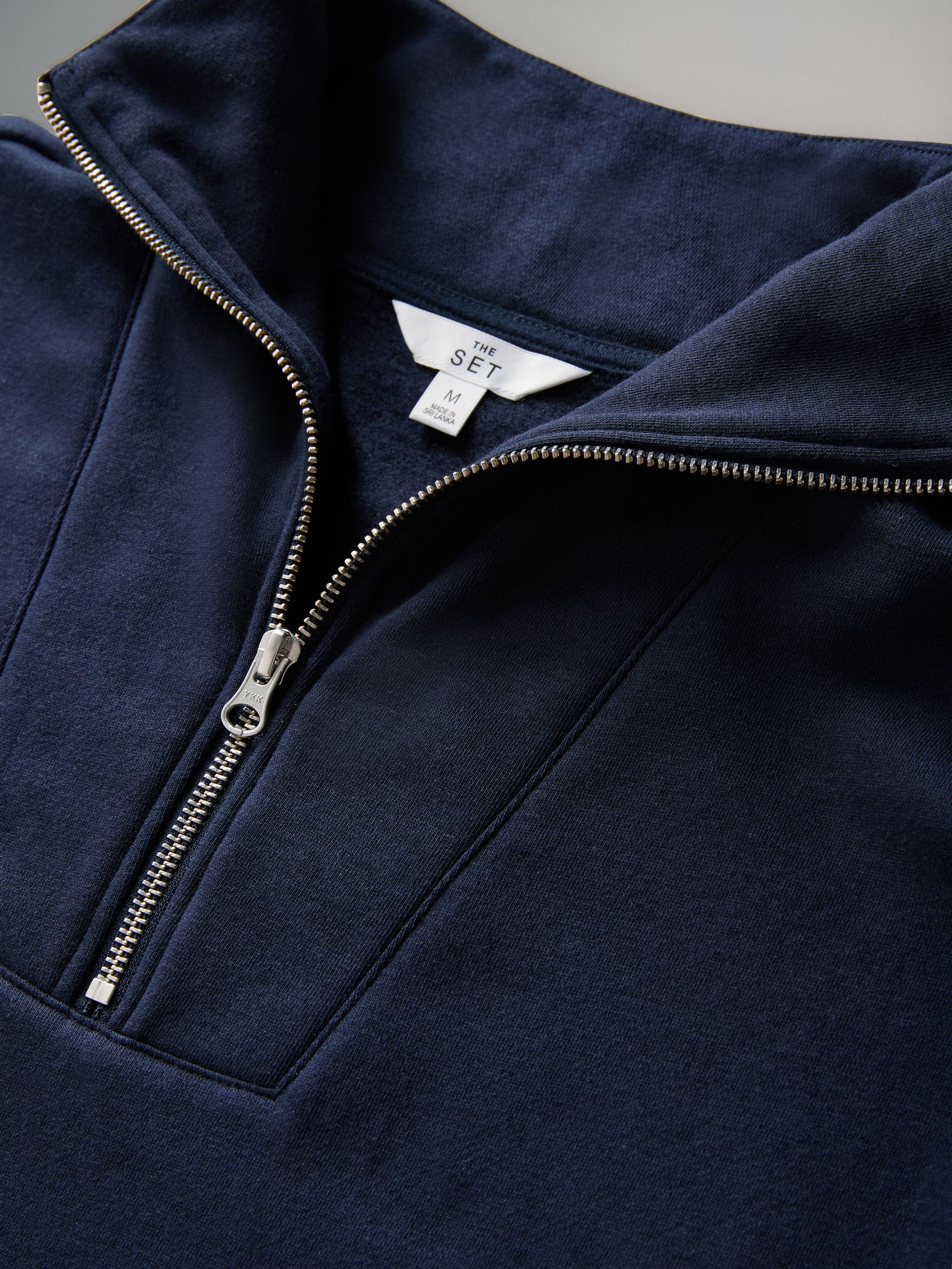 Navy - Half Zip Funnel Neck Sweatshirt and Wide Leg Joggers Set - Image 10 of 11