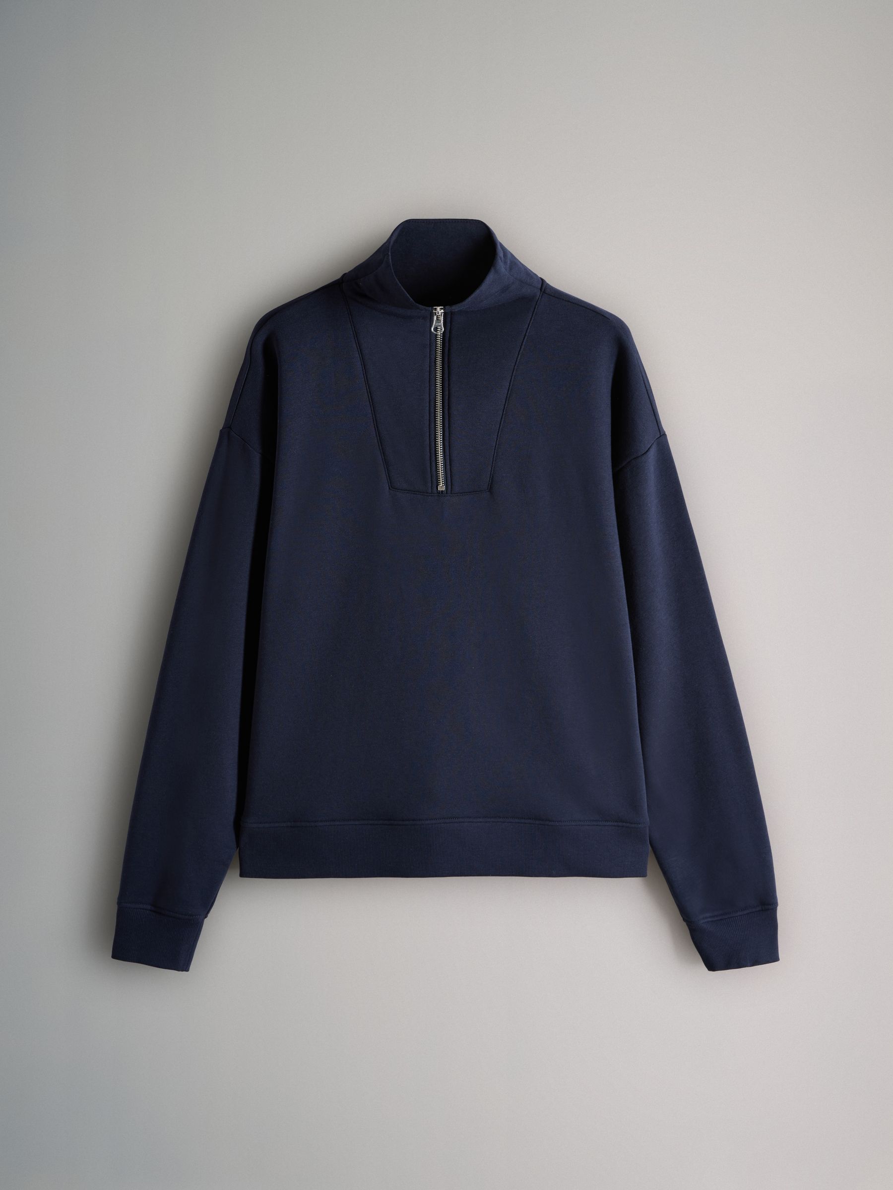 Navy - Half Zip Funnel Neck Sweatshirt and Wide Leg Joggers Set - Image 7 of 11