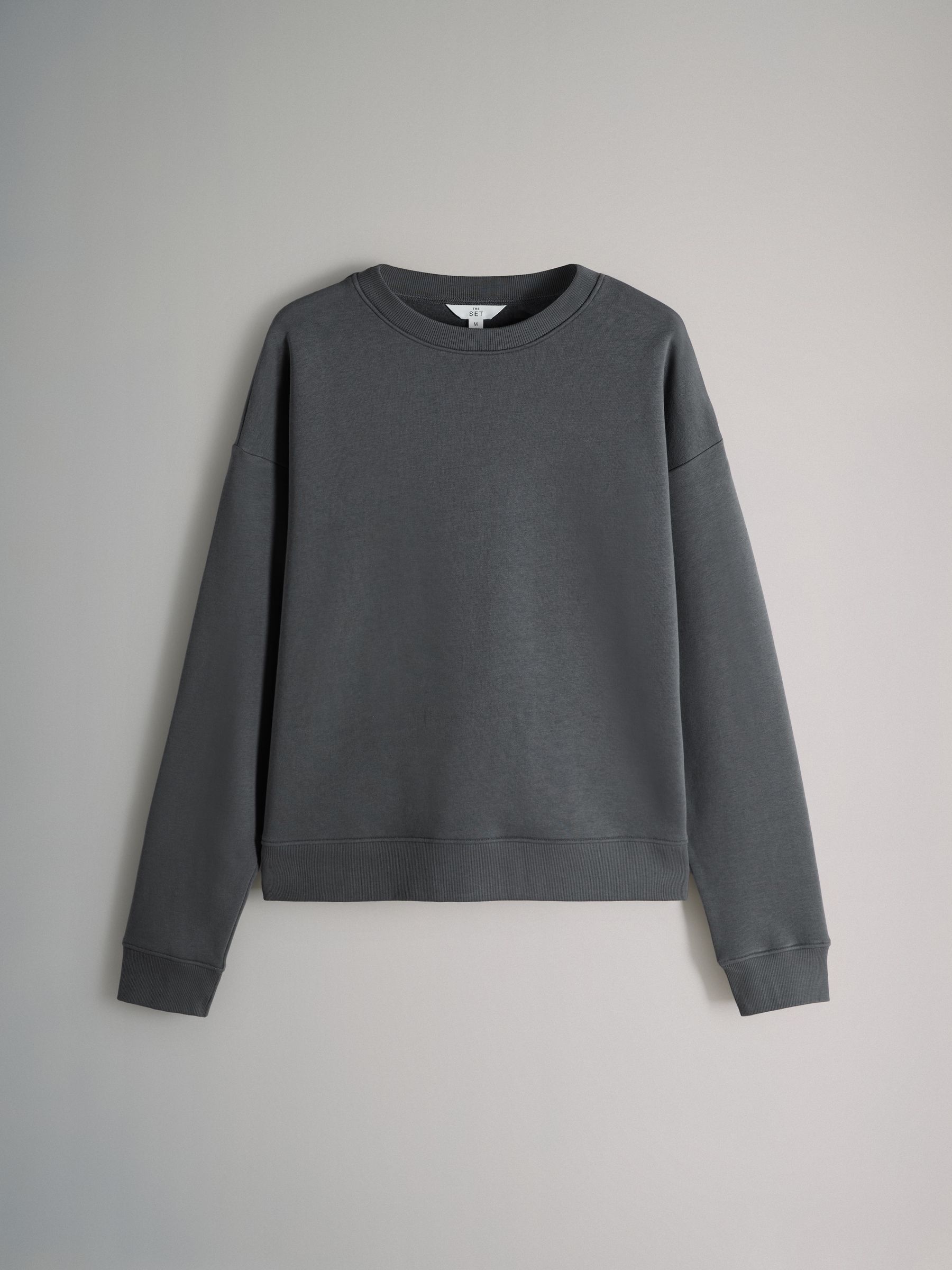 Charcoal Grey - Crew Neck Sweatshirt and Wide Leg Joggers Set - Image 2 of 5