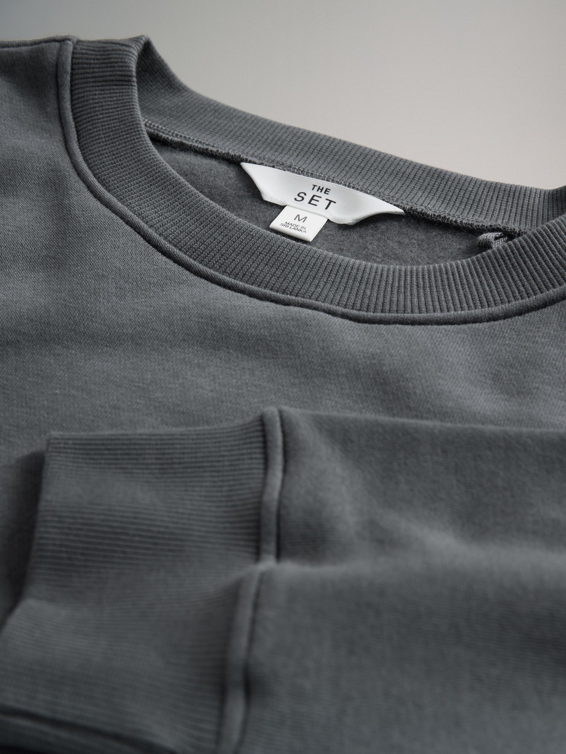 Charcoal Grey - Crew Neck Sweatshirt and Wide Leg Joggers Set - Image 4 of 5