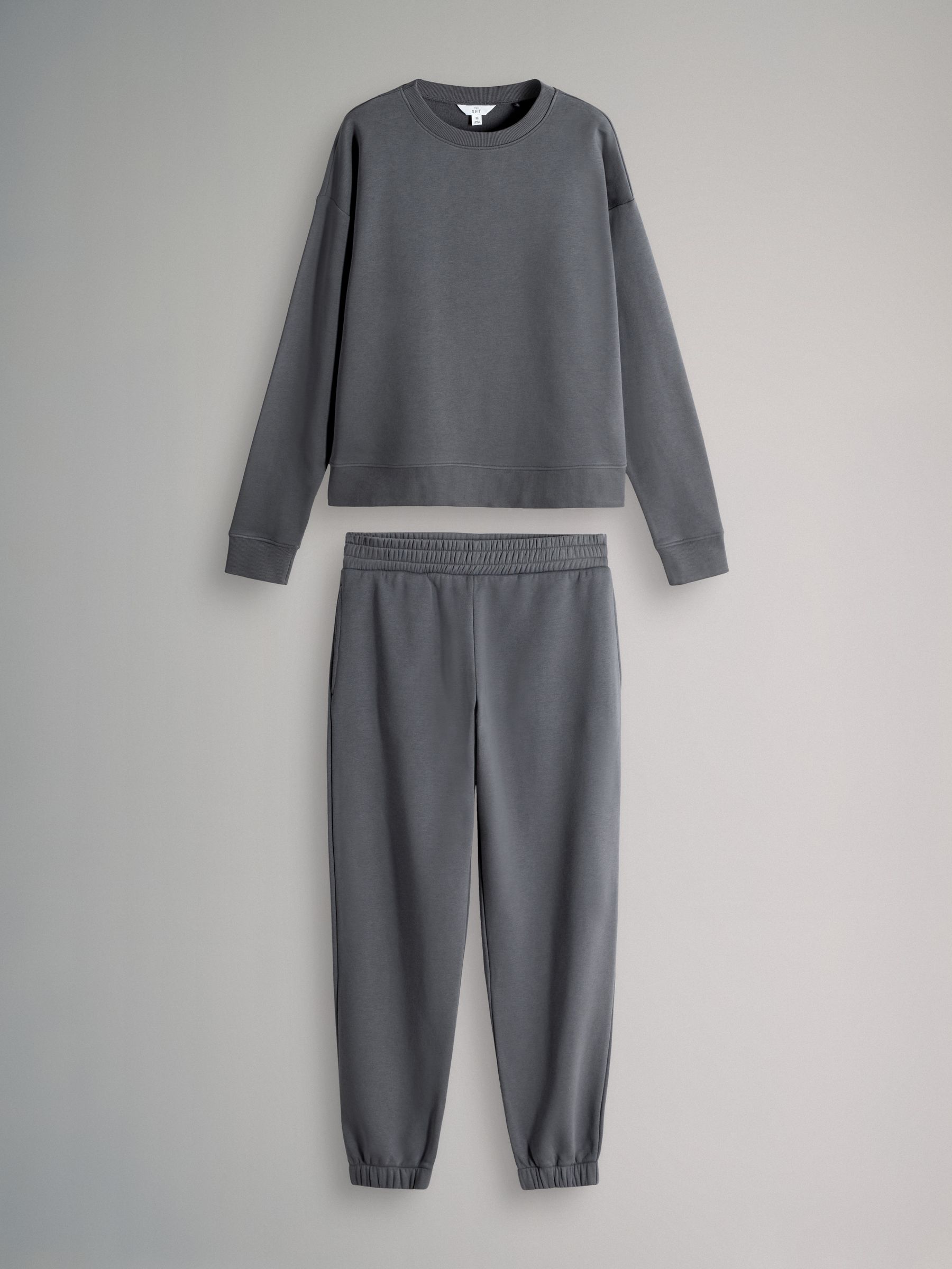 Charcoal Grey - Cuffed Sweatshirt and Joggers Set - Image 1 of 5