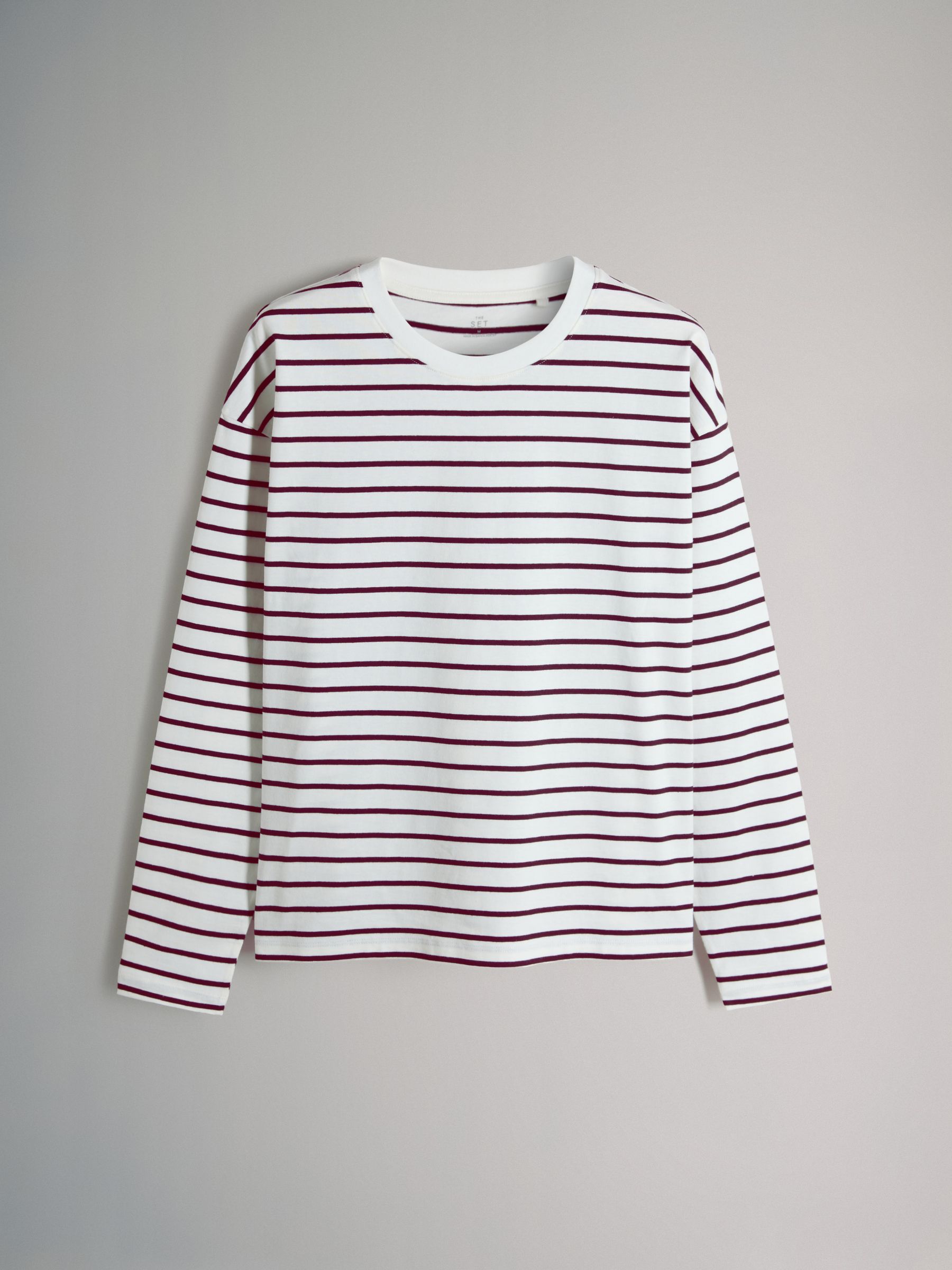 Chocolate Brown/Berry/Stripe/Cream - 4 Pack Heavyweight Relaxed Long Sleeve T-Shirts - Image 3 of 7