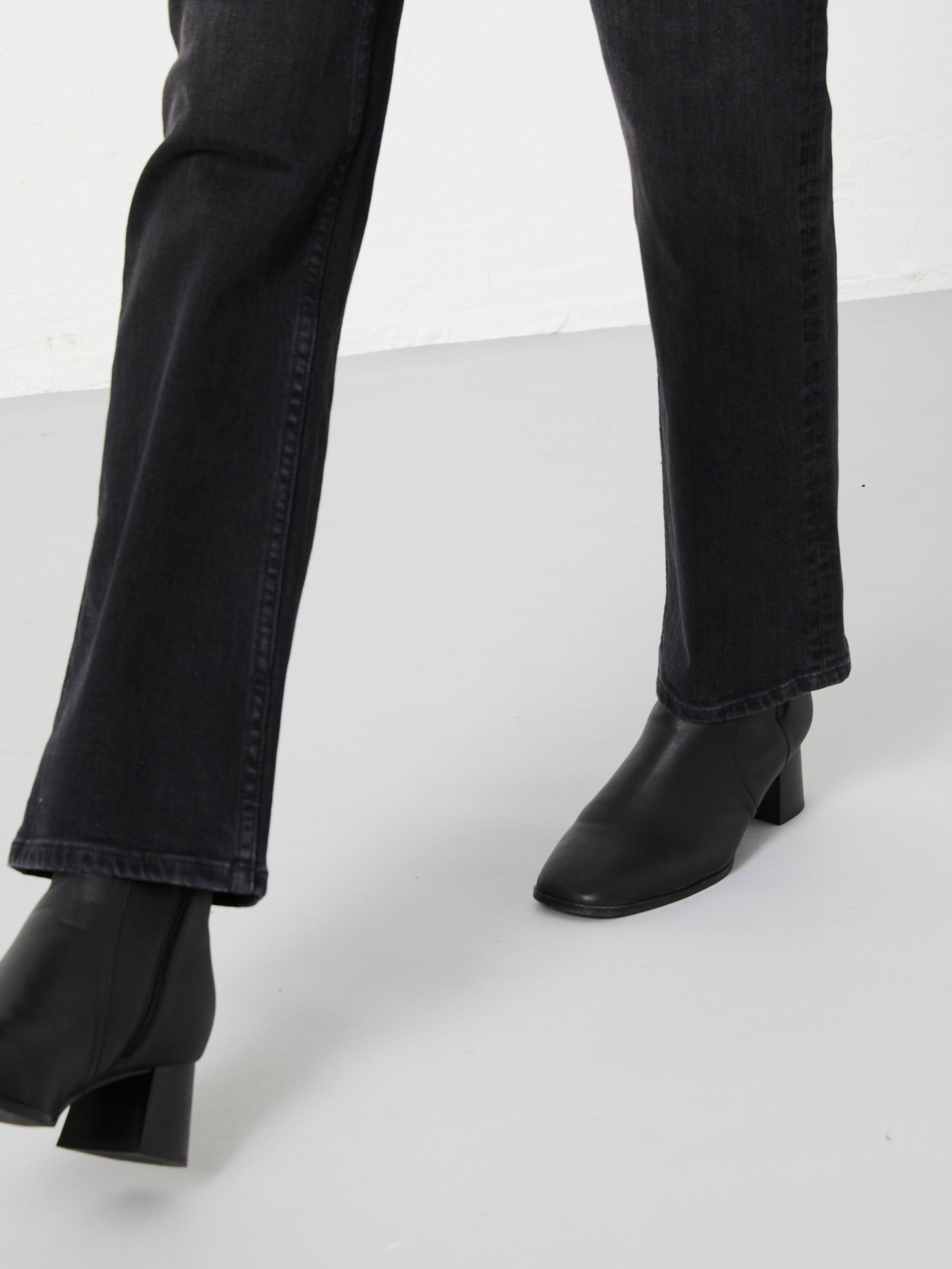 Black Flared Heel Leather Boot - Image 2 of 4