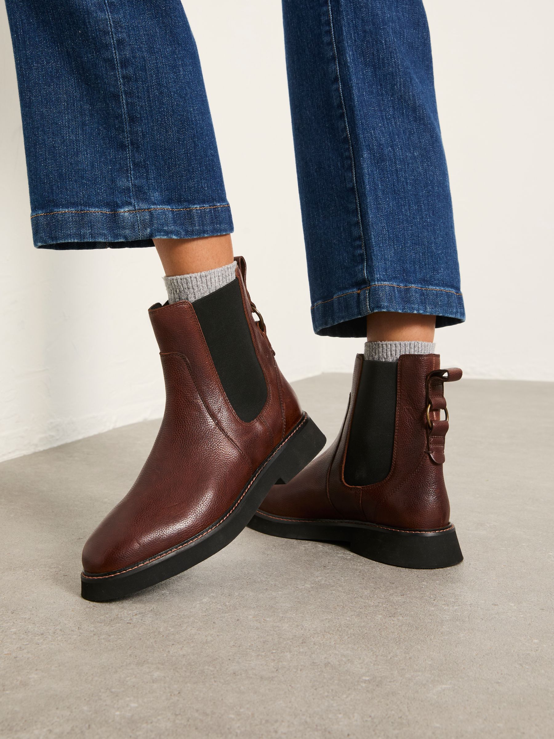Rowe Chocolate Brown Leather Chelsea Ankle Boots | FatFace