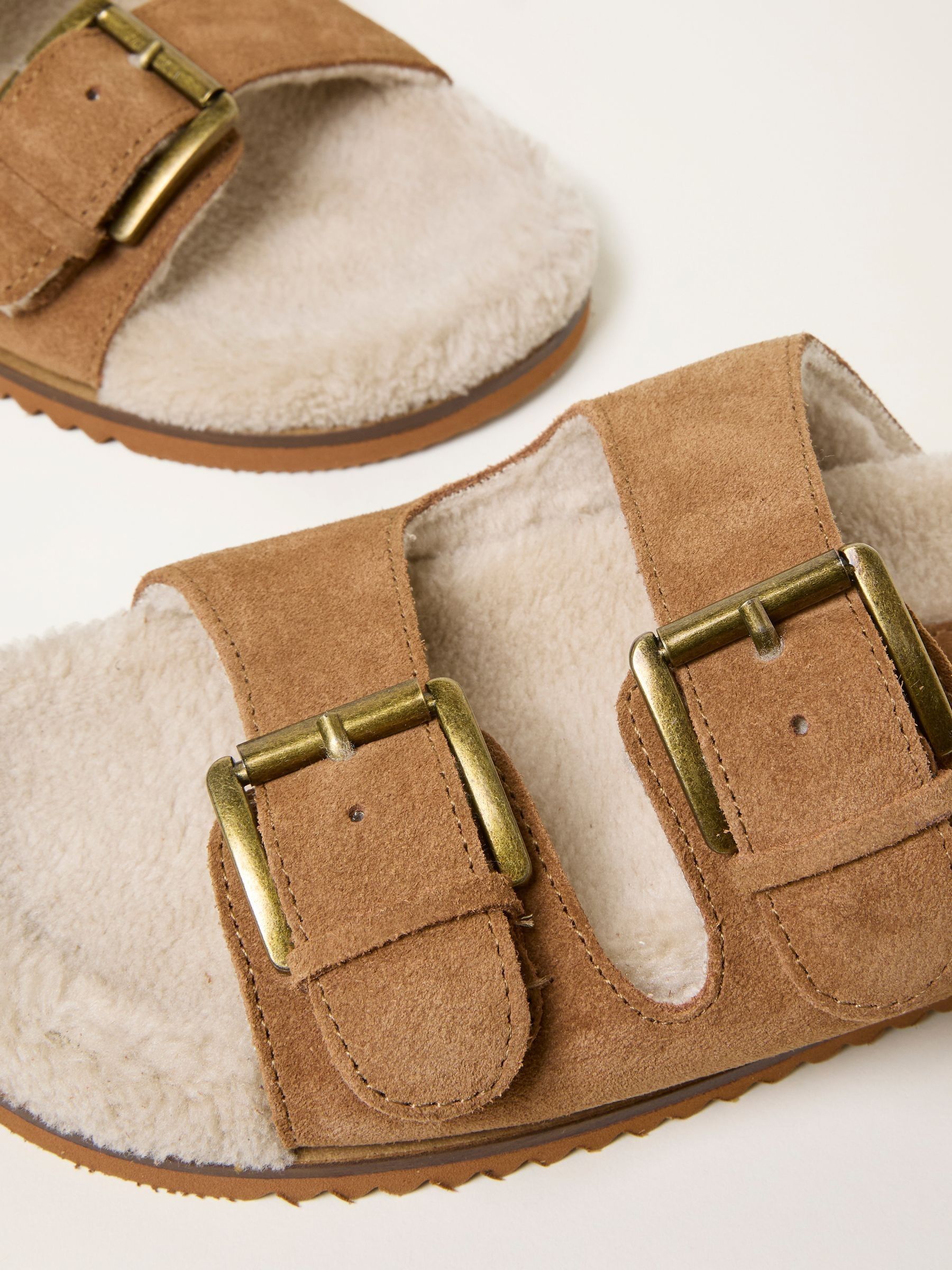 Tan Brown Cosy Borg Lined Leather Footbed - Image 2 of 3